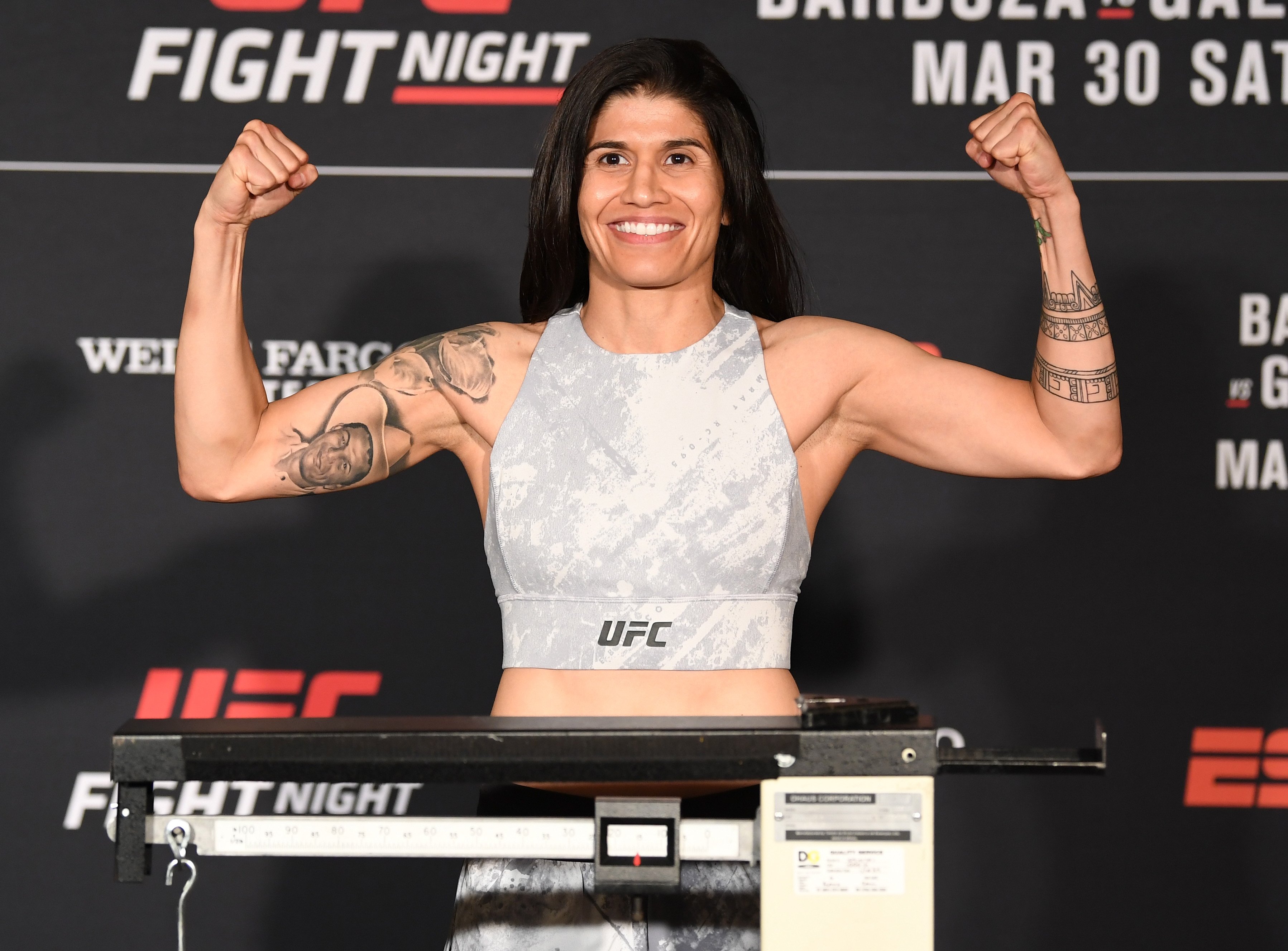 Jessica Aguilar during the UFC Fight Night weigh-in at Crowne Plaza Wilmington North, on March 29, 2019, in Claymont, Delaware. | Source: Getty Images