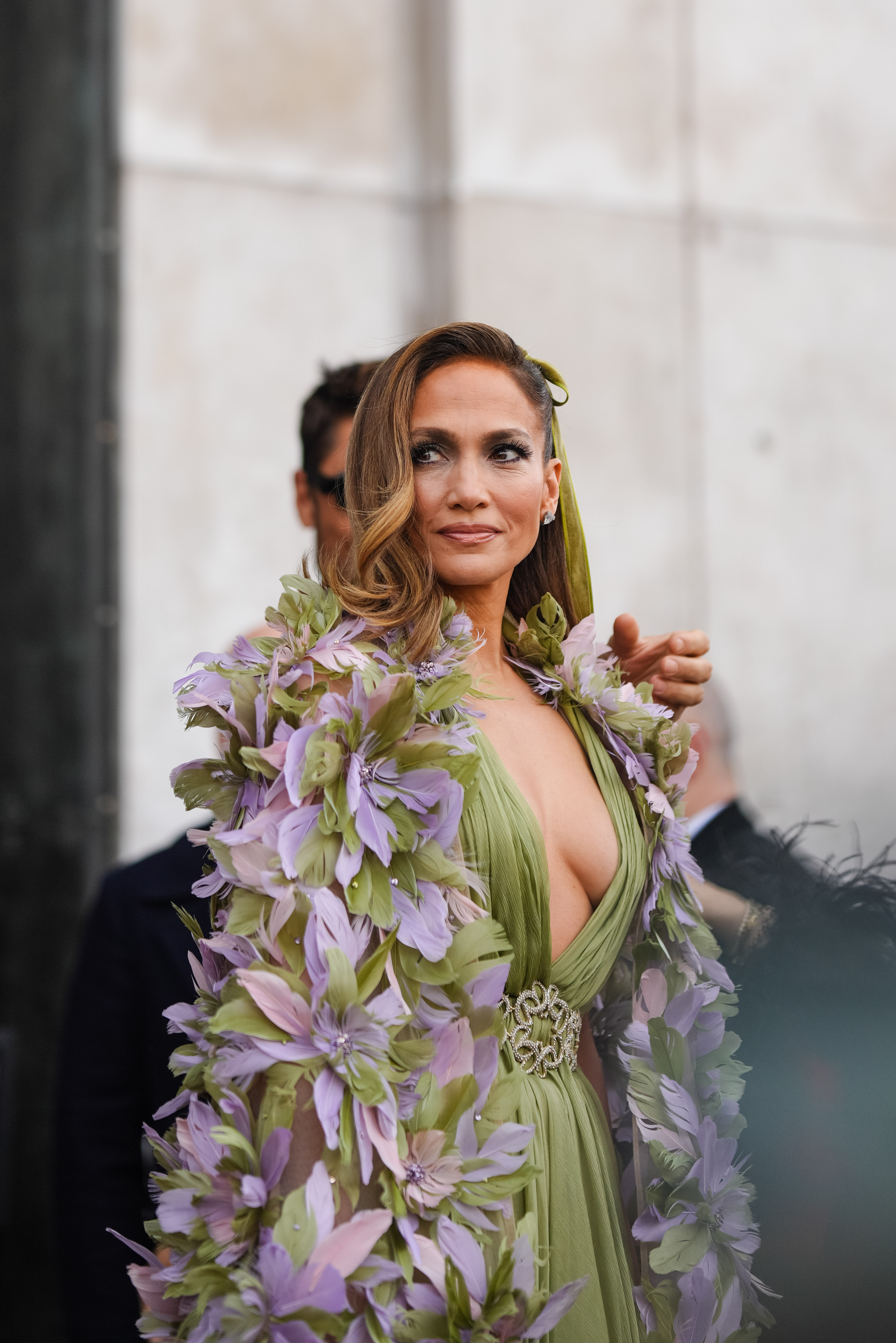 Jennifer Lopez at the Elie Saab Haute Couture Show in Paris, France on January 24, 2024 | Source: Getty Images