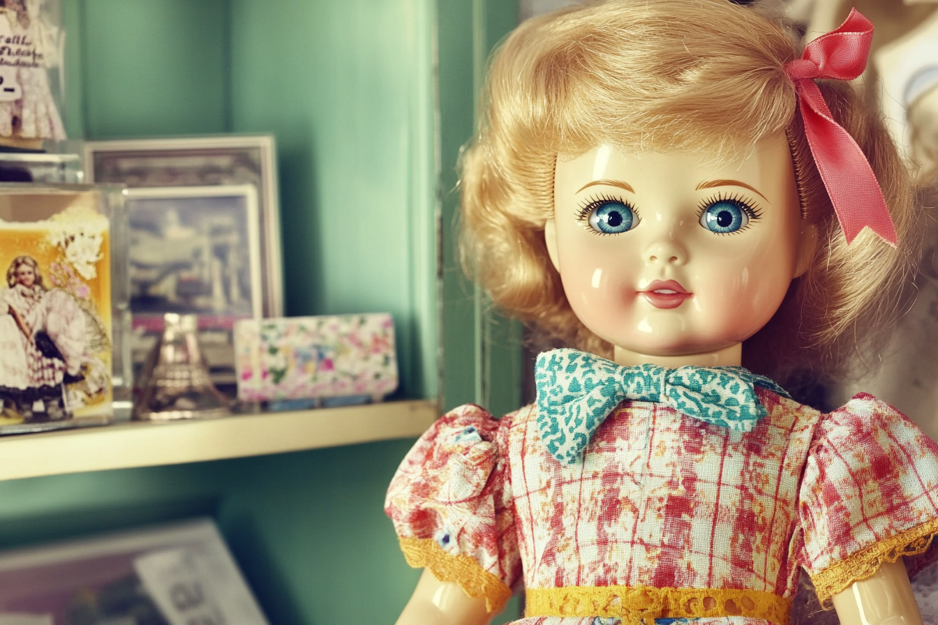 A doll on the shelf in a second-hand store | Source: Midjourney