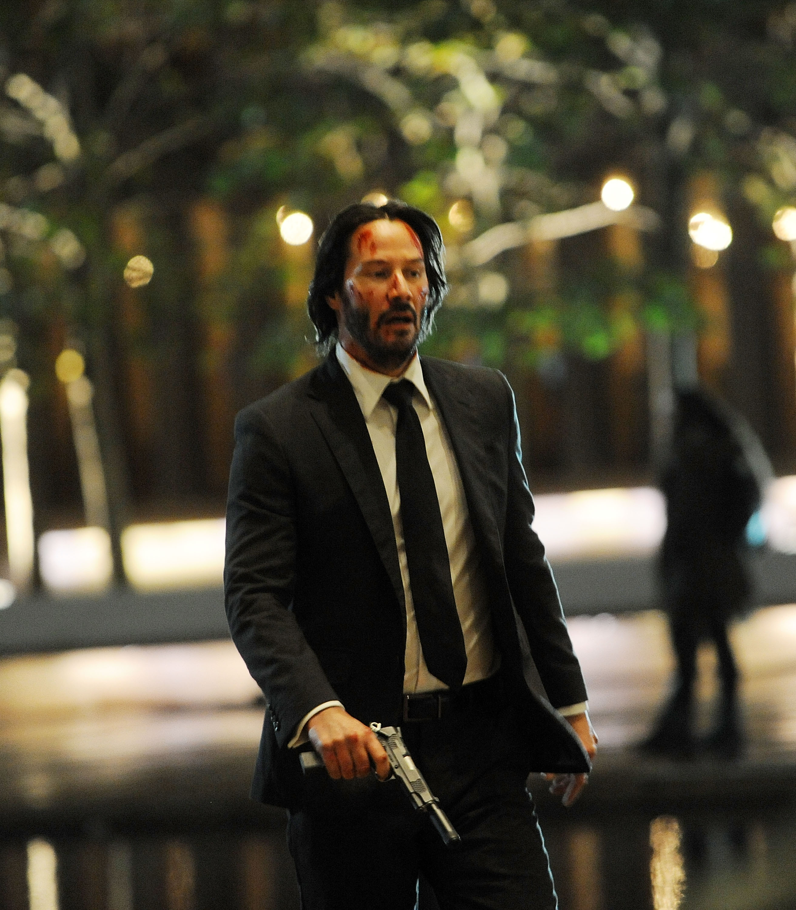 Keanu Reeves on the set of "John Wick 2" on November 18, 2015 | Source: Getty Images