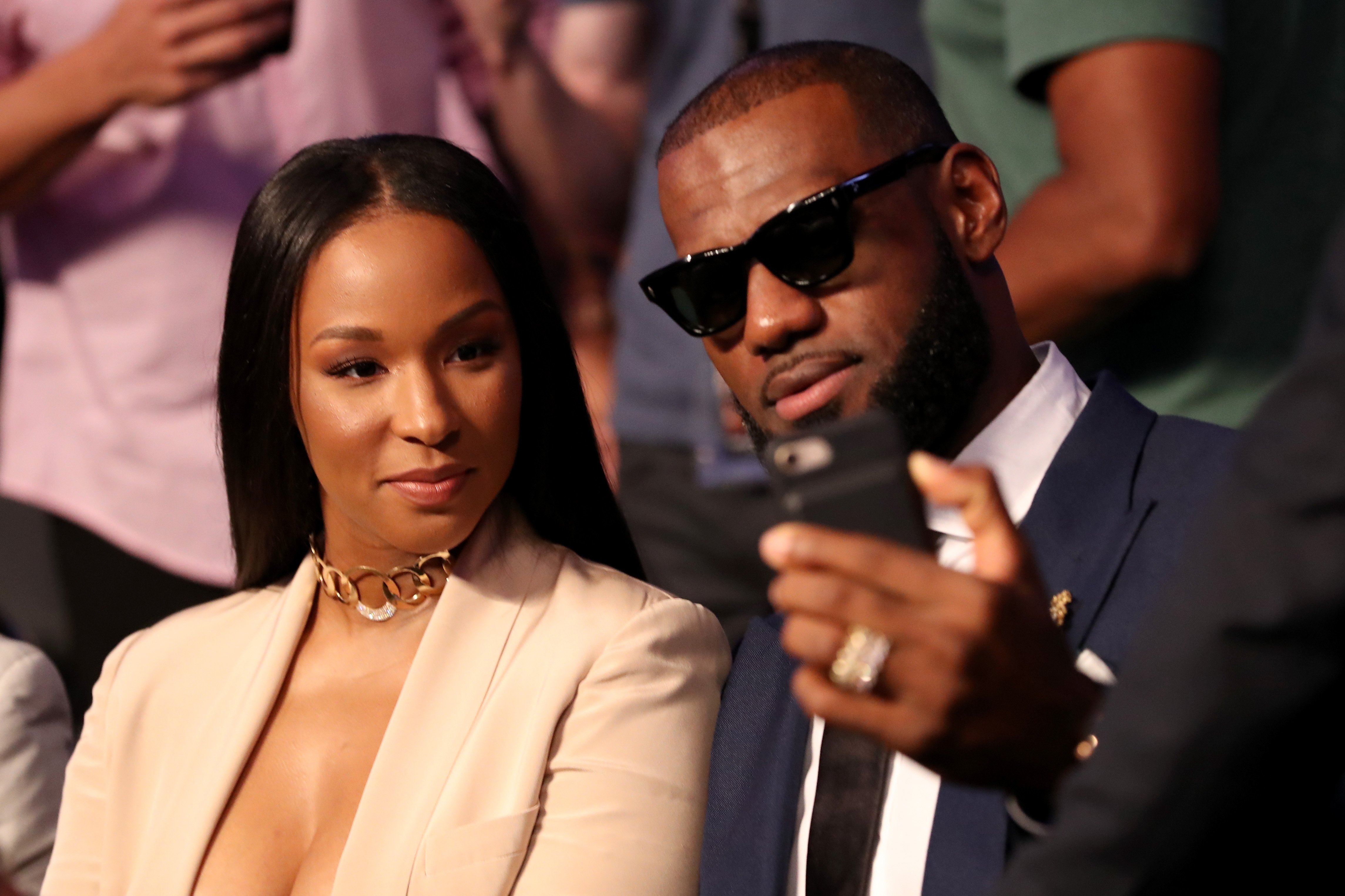 Lebron and Savannah James attend the super welterweight boxing match between Floyd Mayweather Jr. and Conor McGregor on August 26, 2017, at T-Mobile Arena in Las Vegas, Nevada. | Source: Getty Images