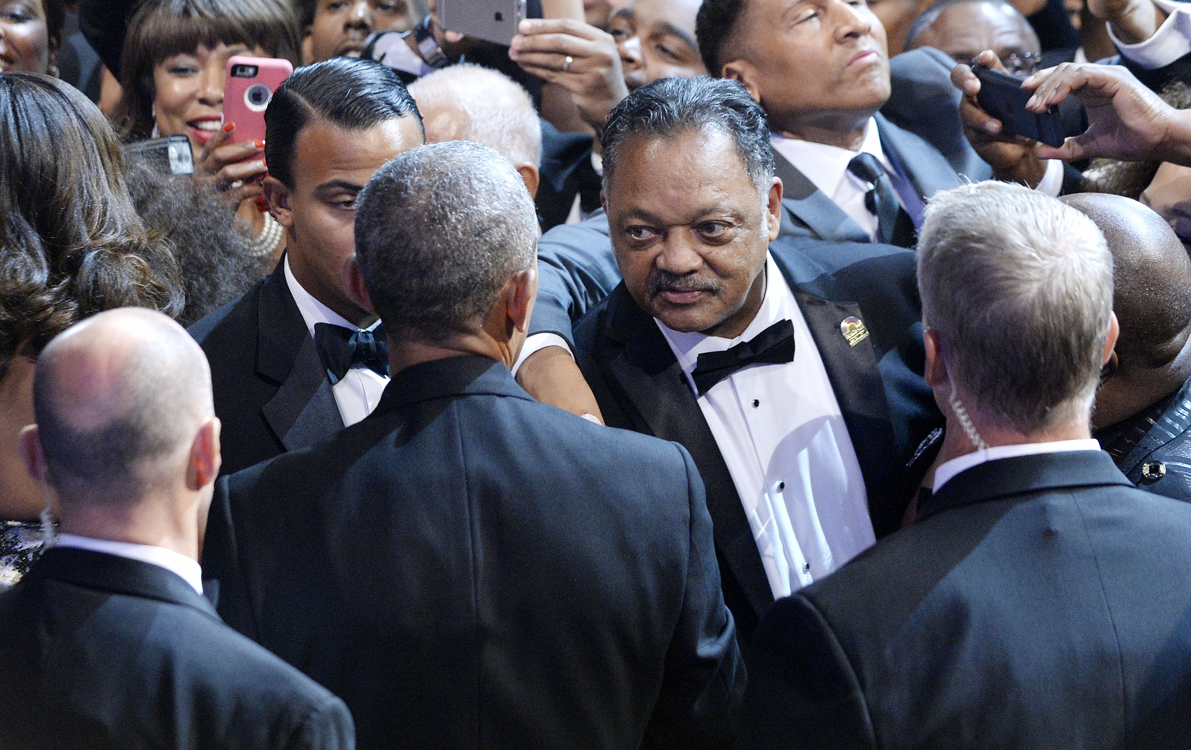 Barack Obama greets Jesse Jackson at the Congressional Black Caucus (CBC) Foundation's 46th Annual Legislative Conference on September 17, 2016 | Source: Getty Images