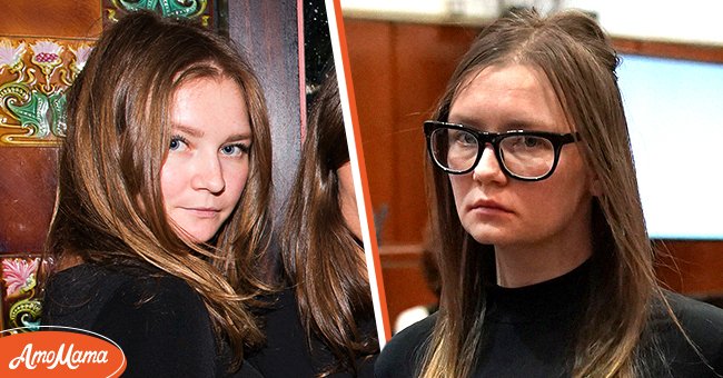 Anna Delvey at the first Tumblr Fashion Honor presented to Rodarte, 2014, New York. [Left]. Anna Sorokin being led away after being sentenced in Manhattan Supreme Court May 9, 2019 [Right] | Photo: Getty Images