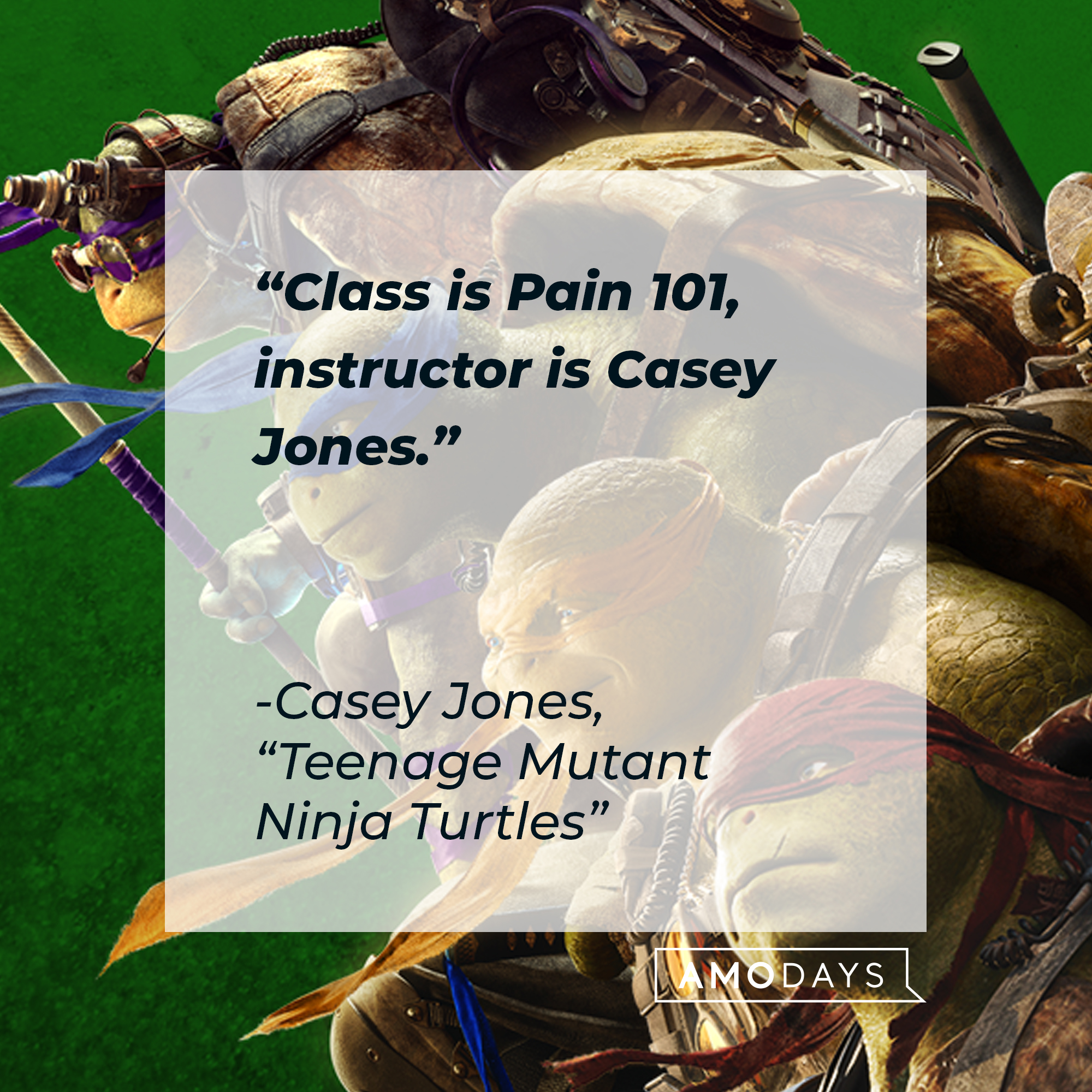 Casey Jones's quote: "Class is Pain 101, instructor is Casey Jones." | Source: facebook.com/TMNT