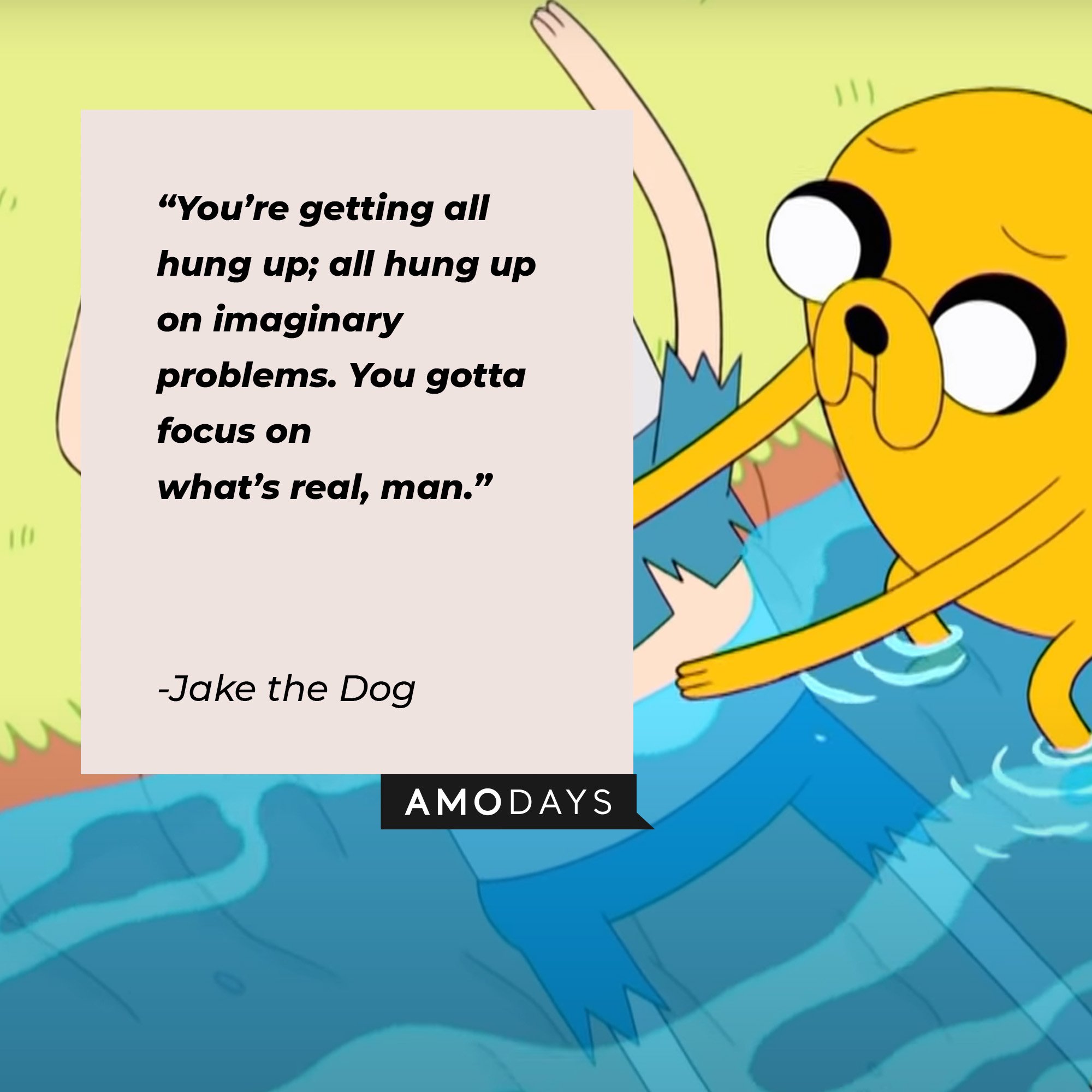   Jake the Dog’s quote: "You’re getting all hung up; all hung up on imaginary problems. You gotta focus on what’s real, man." | Image: AmoDays