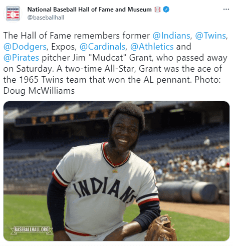 The National Baseball Hall of Fame and Museum posted a tribute for Jim Grant. | Photo: Twitter/baseballhall