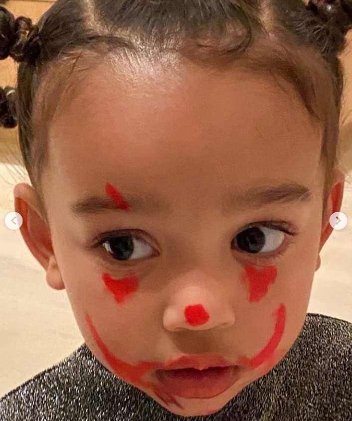 Chicago West's face painted to resemble clown in "IT" movie | Photo: Instagram/ Robkardashianrak