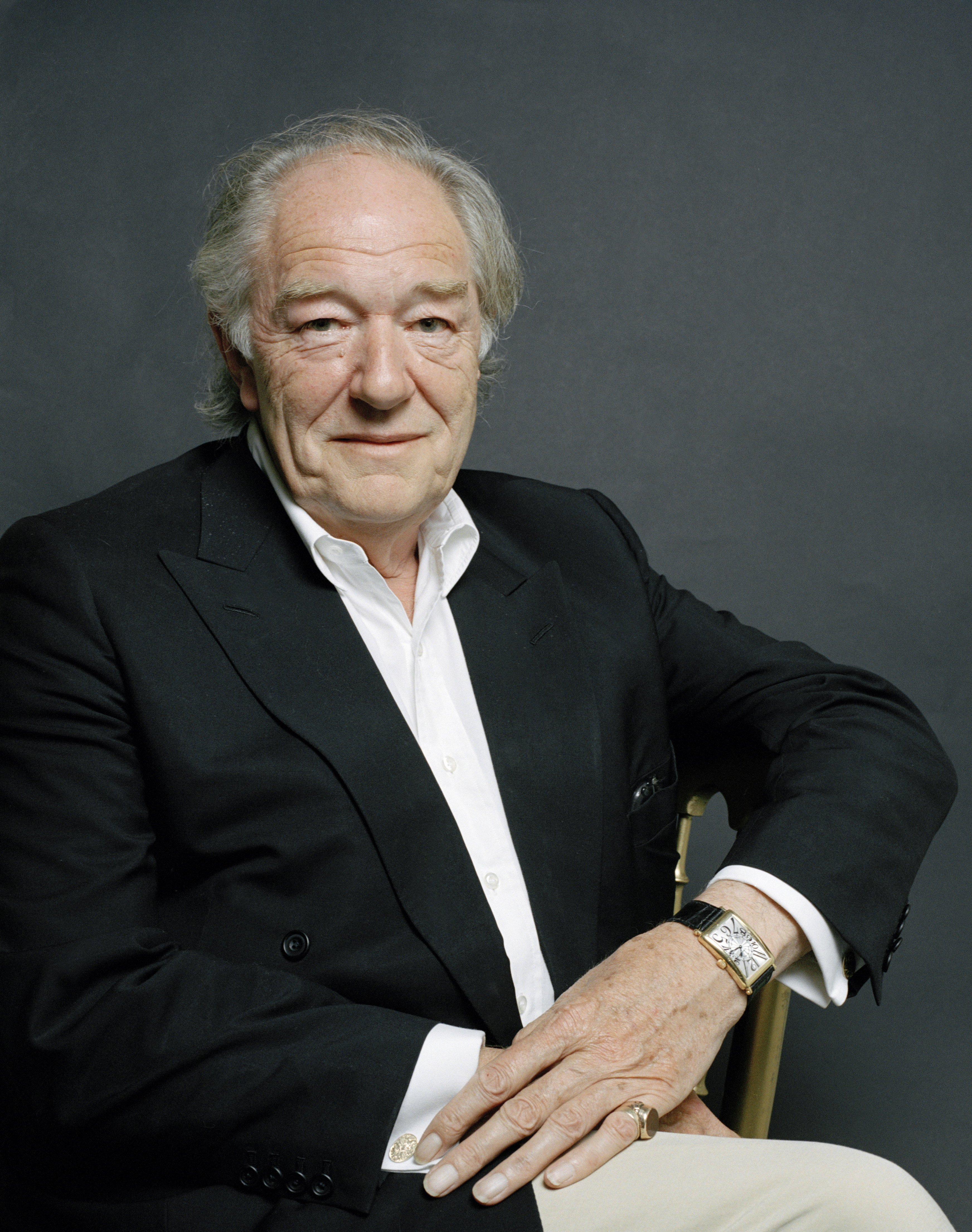 Sir Michael Gambon posing in a close-up image on July 1, 2006 | Source: Getty Images