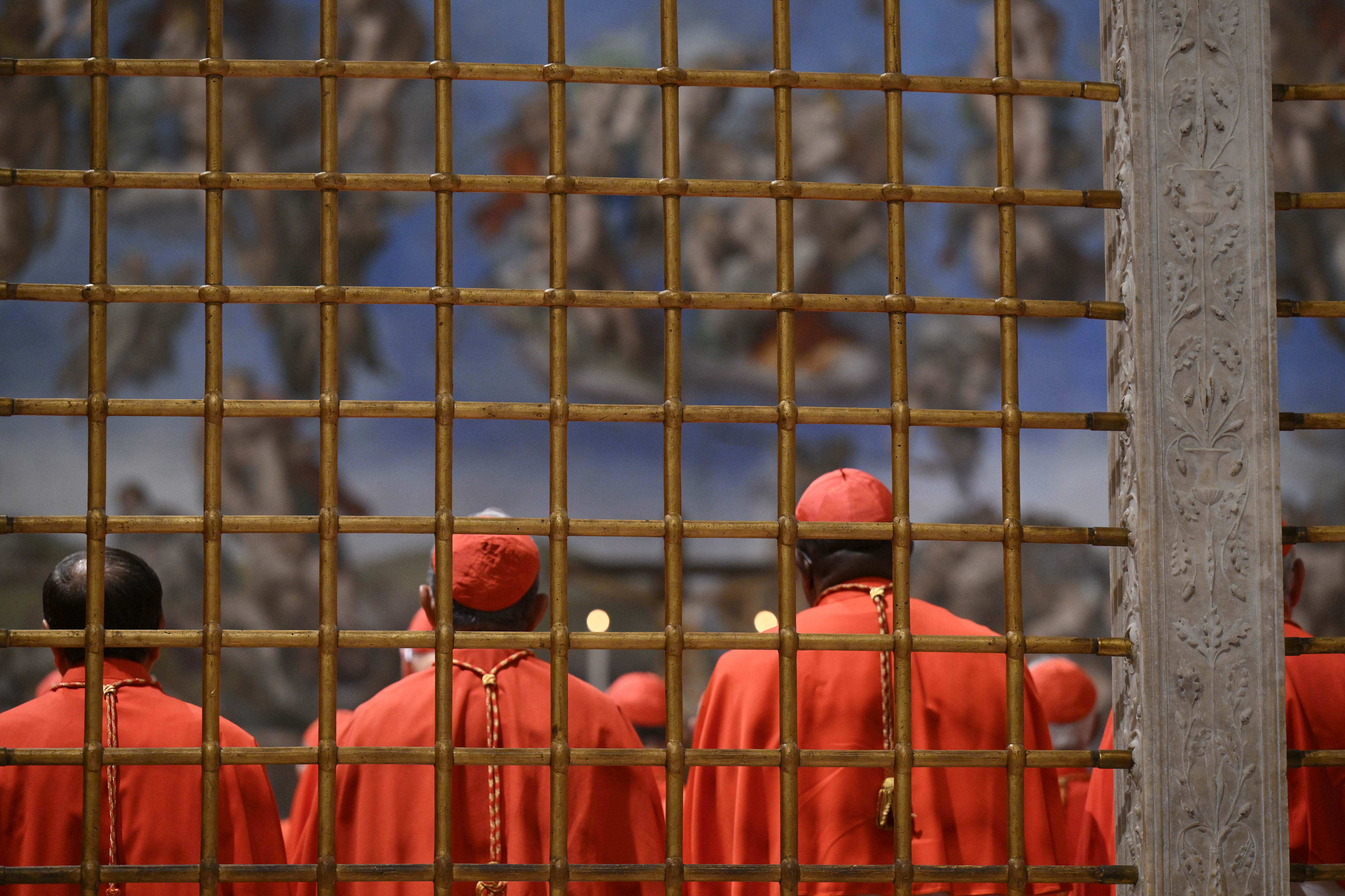 Cardinals gather inside the Sistine Chapel as the papal conclave begins in Vatican City on May 7, 2025 | Source: Getty Images
