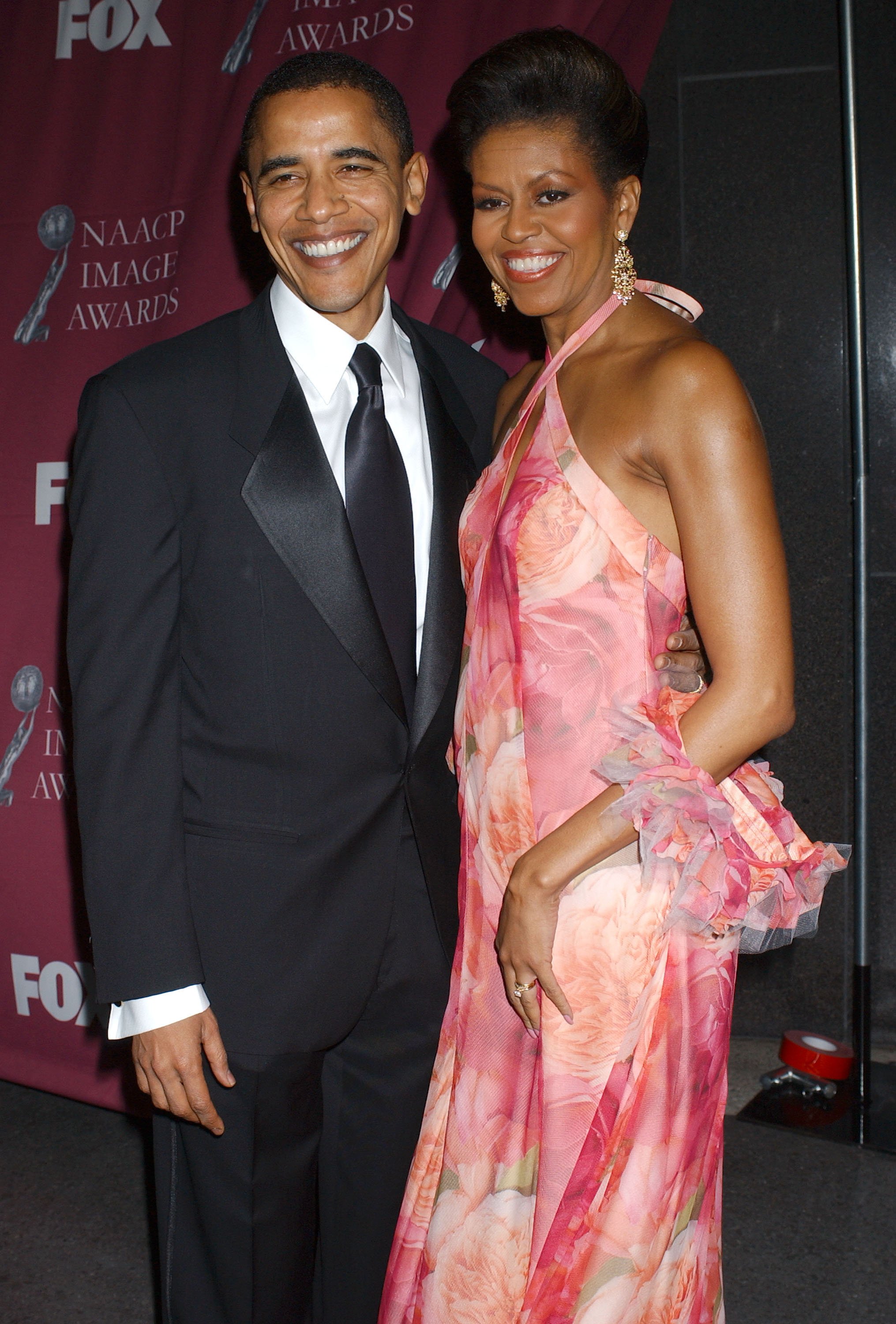 Barack Obama and Michelle Obama during The 36th Annual NAACP Image Awards - Arrivals at Dorothy Chandler Pavilion in Los Angeles, California, United States. March 19, 2005 | Source: Getty Images 