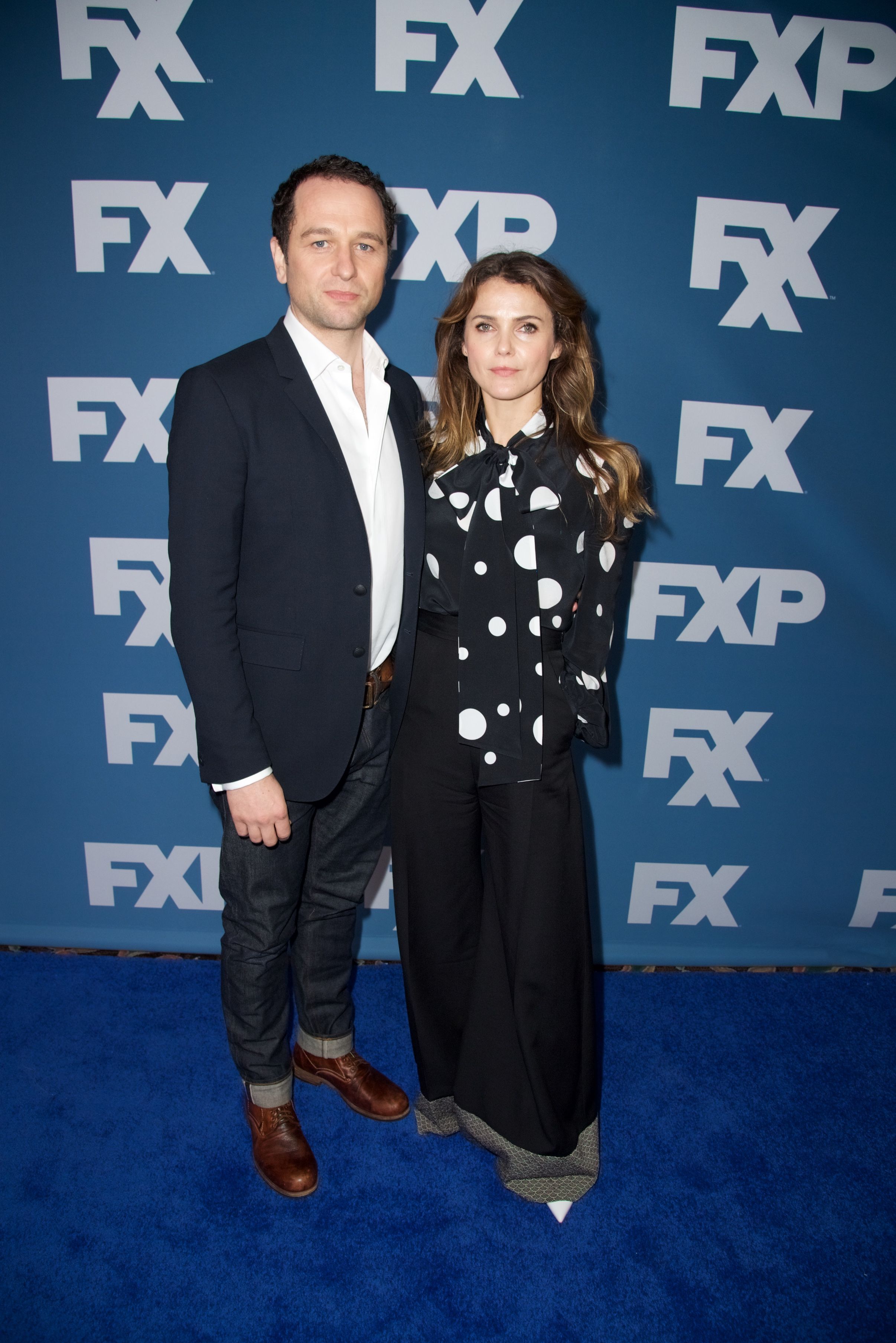 Matthew Rhys and Keri Russell at the 2018 Winter TCA Tour in 2018 in Pasadena, California | Source: Getty Images