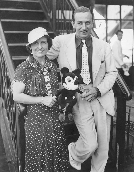 Walt Disney with wife and Micky Mouse during a visit in New York, circa 1935. | Photo: Getty Images