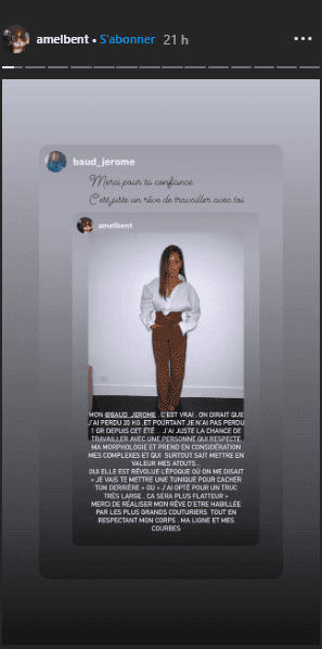 Capture d'écran de la story Instagram d'Amel Bent | Photo : Instagram/amelbent/