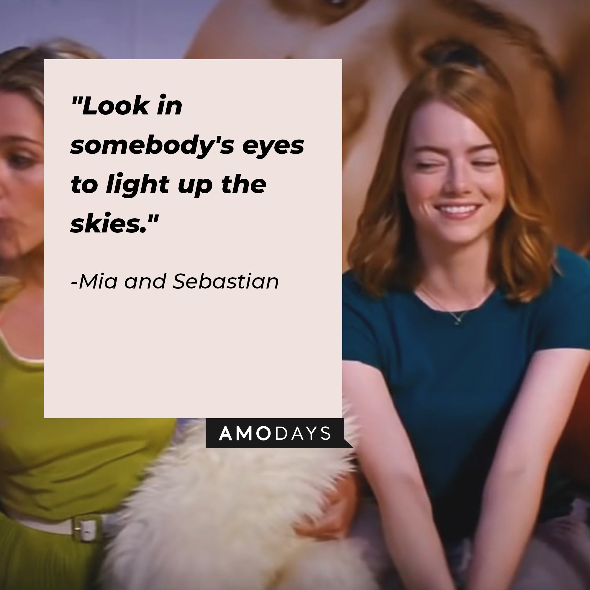 Mia and Sebastian's quote: "Look in somebody's eyes to light up the skies." | Image: AmoDays