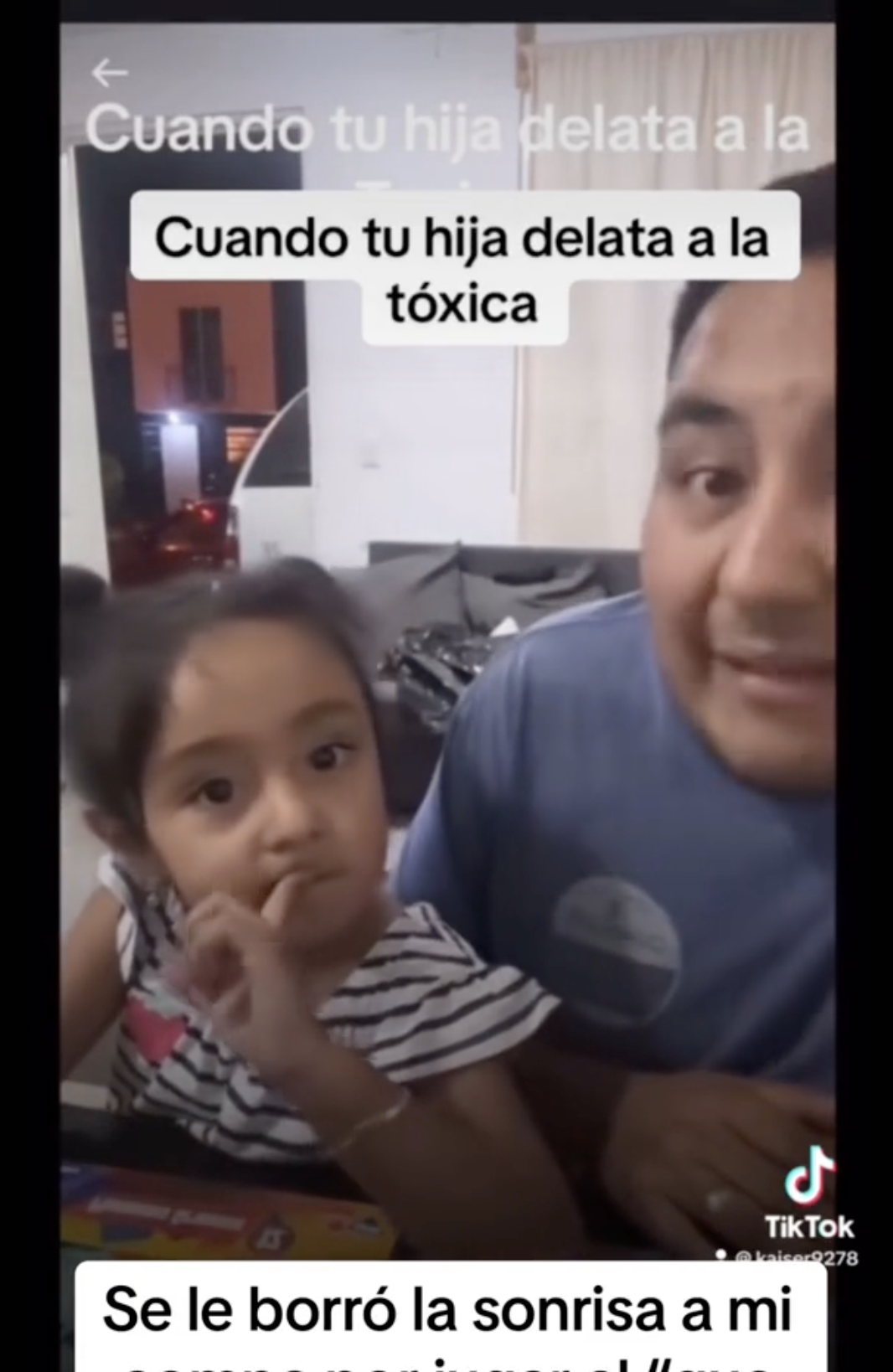 Das Vater-Tochter-Duo aus Mexiko wird bei einem lustigen Spiel abgebildet, während es an einer beliebten Social-Media-Herausforderung teilnimmt. | Quelle: tiktok.com/@kaiser927