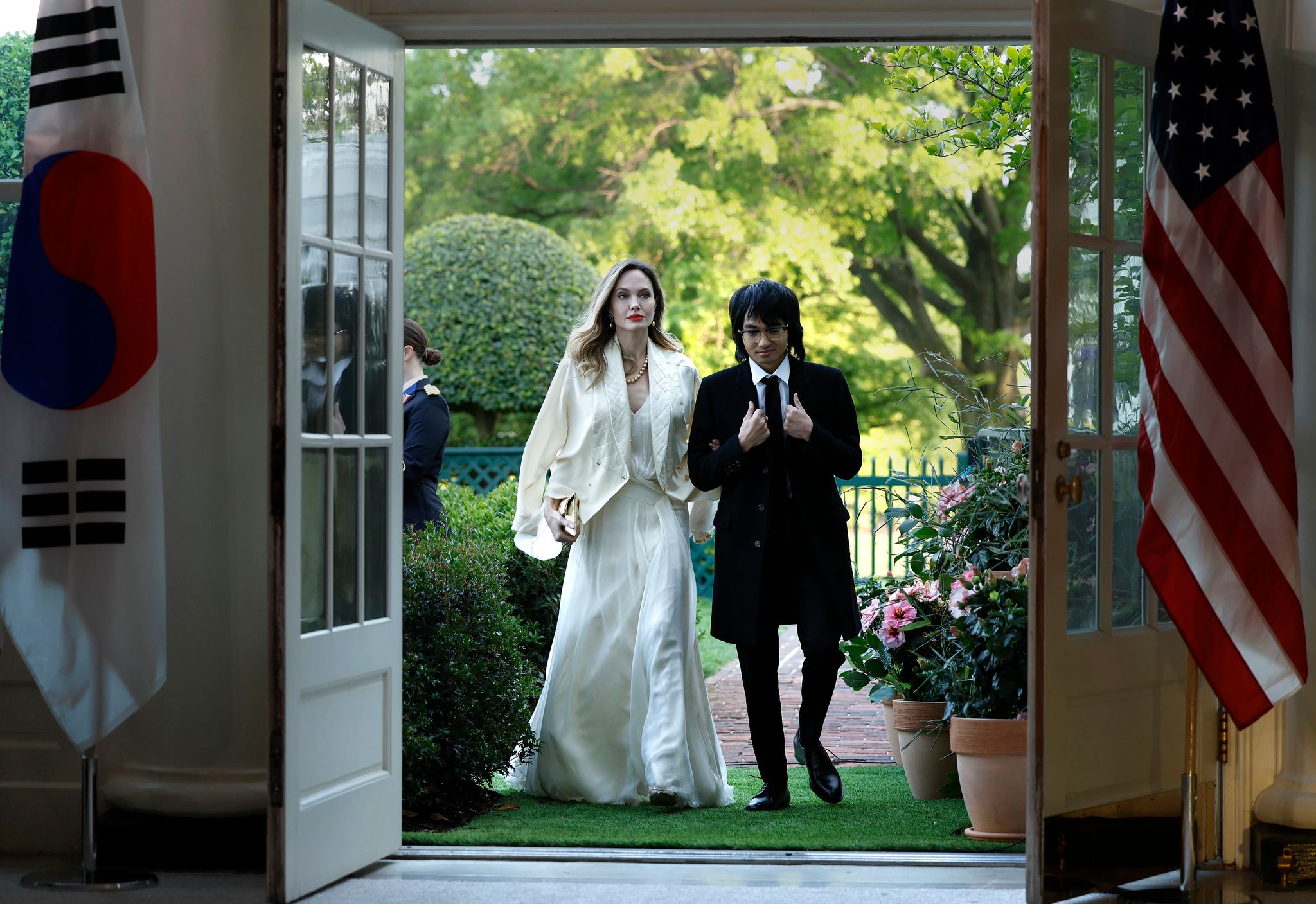 Angelina Jolie and Maddox Jolie-Pitt at the White House on April 26, 2023, in Washington, DC. | Source: Getty Images