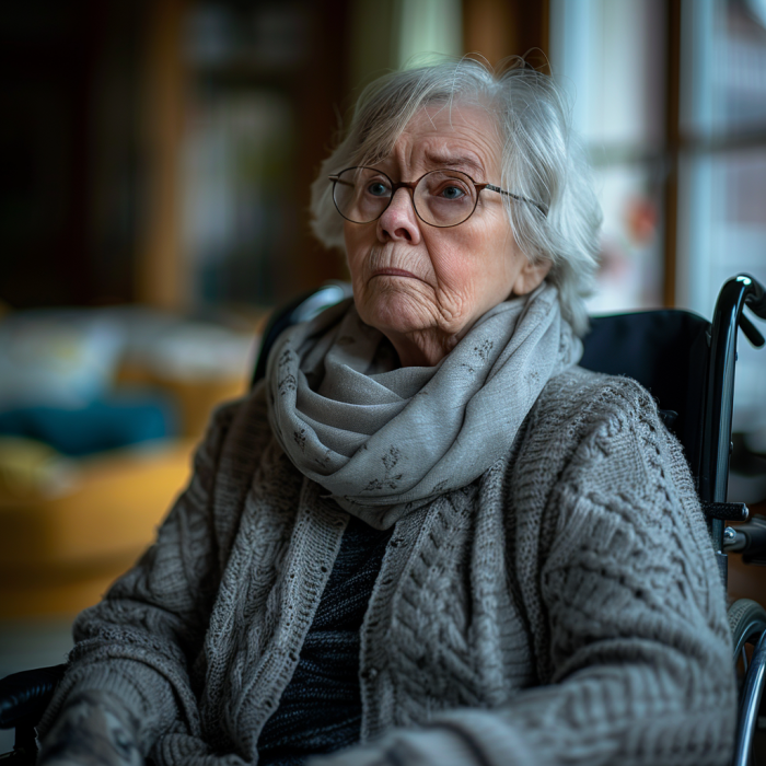 An elderly woman in a wheelchair | Source: Midjourney