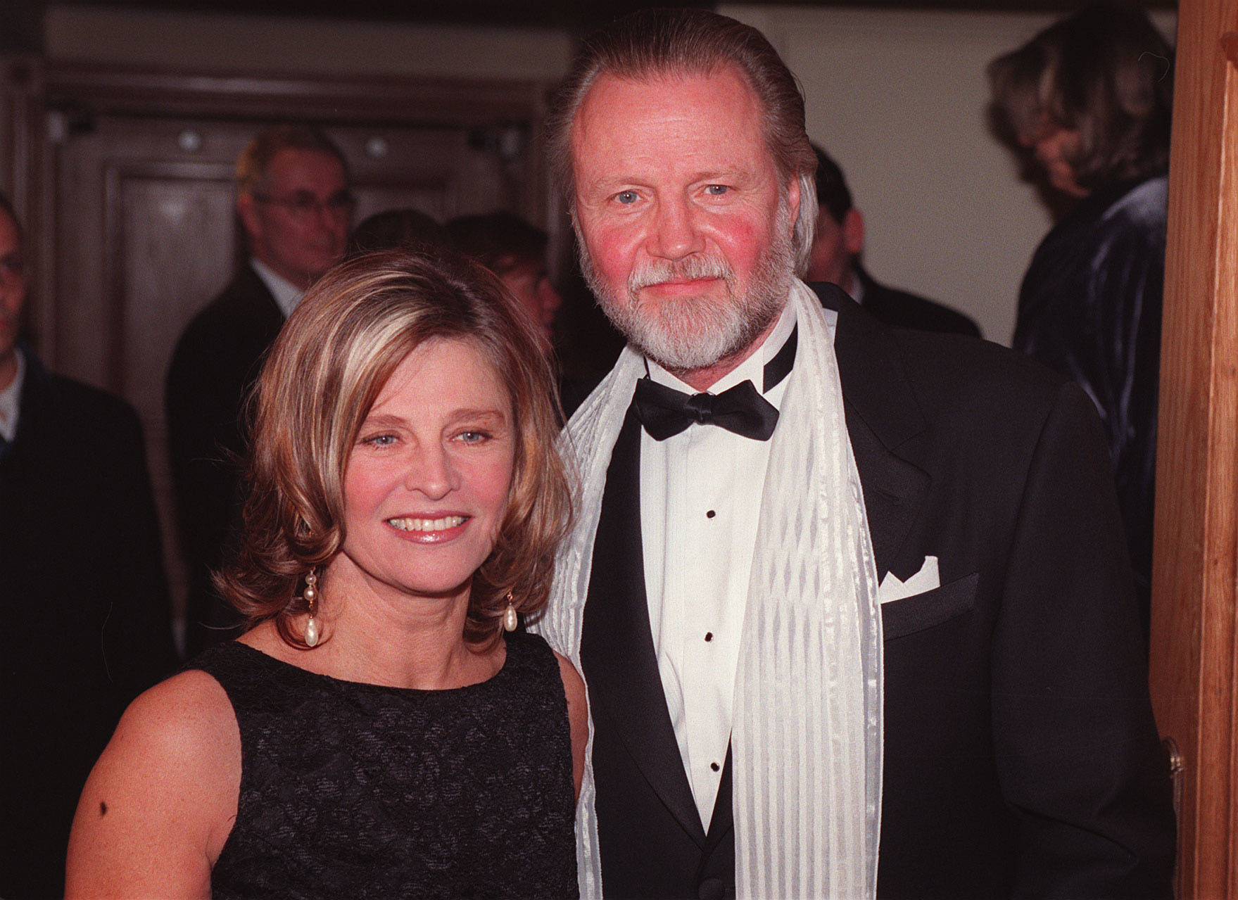Christie poses with actor Jon Voight at the Evening Standard British Film Awards in 1998, held at London's Savoy Hotel. Dressed elegantly for the occasion, Christie stands alongside the "Midnight Cowboy" star, decades after the landmark 1969 film that helped define a generation of groundbreaking cinema.
