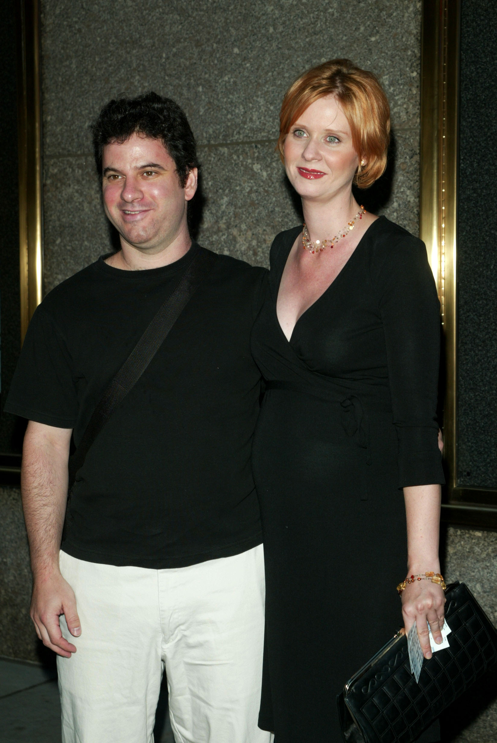 Cynthia Nixon and Danny Mozes arrive at the world premiere of the fourth season of HBO's "The Sopranos" at Radio City Music Hall on September 5, 2002, in New York City. | Source: Getty Images