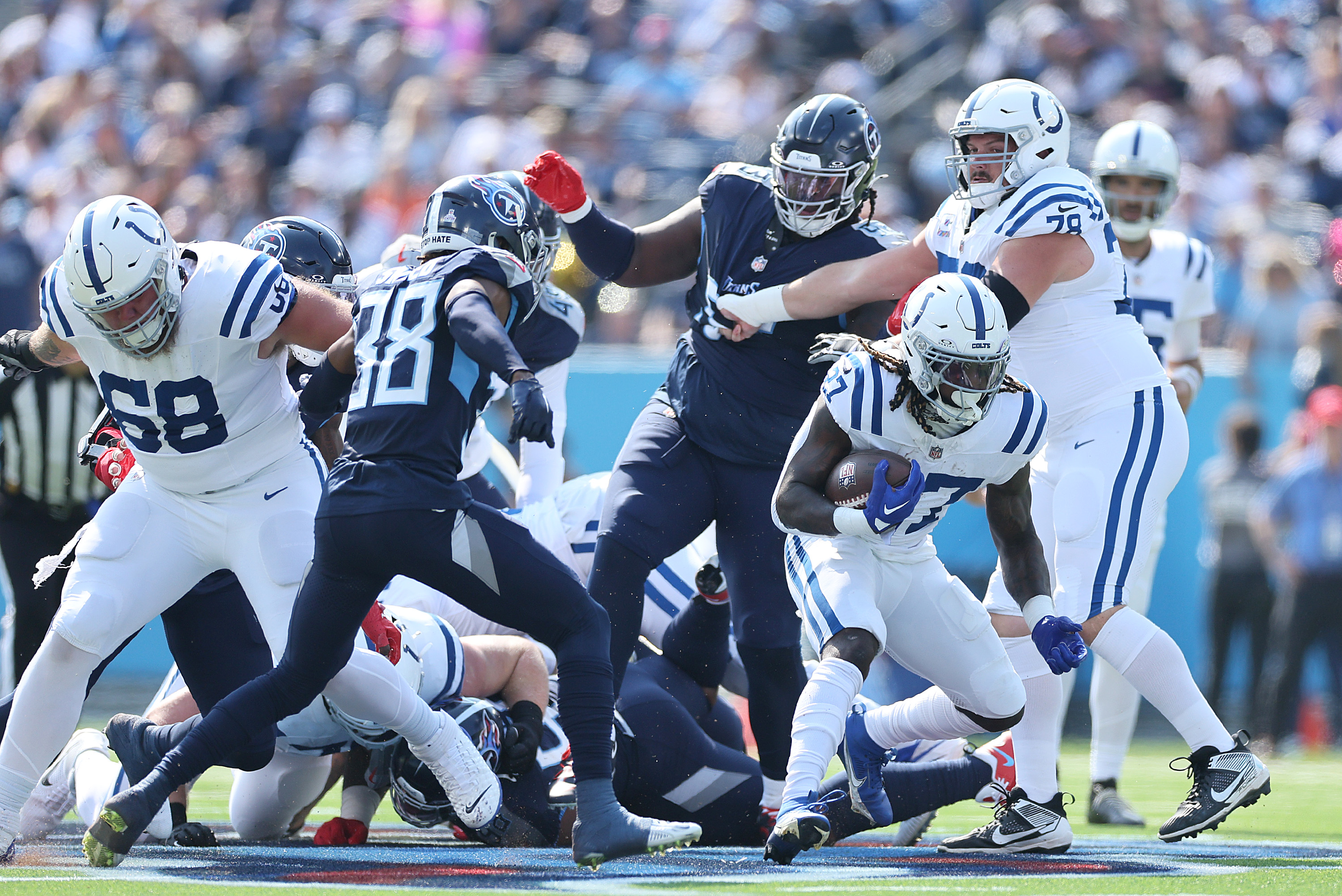 The Tennessee Titans facing off against the Indianapolis Colts in Nashville, Tennessee on October 13, 2024 | Source: Getty Images