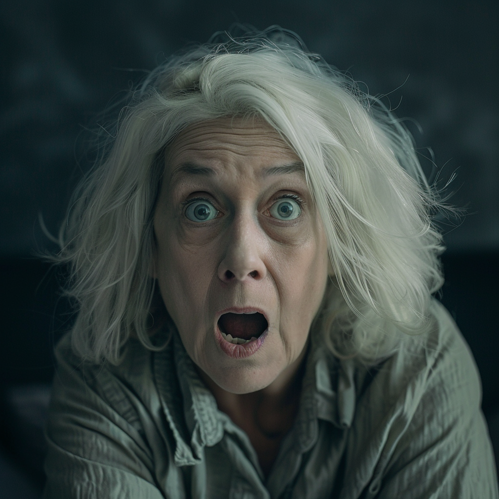 A shocked older woman | Source: Midjourney