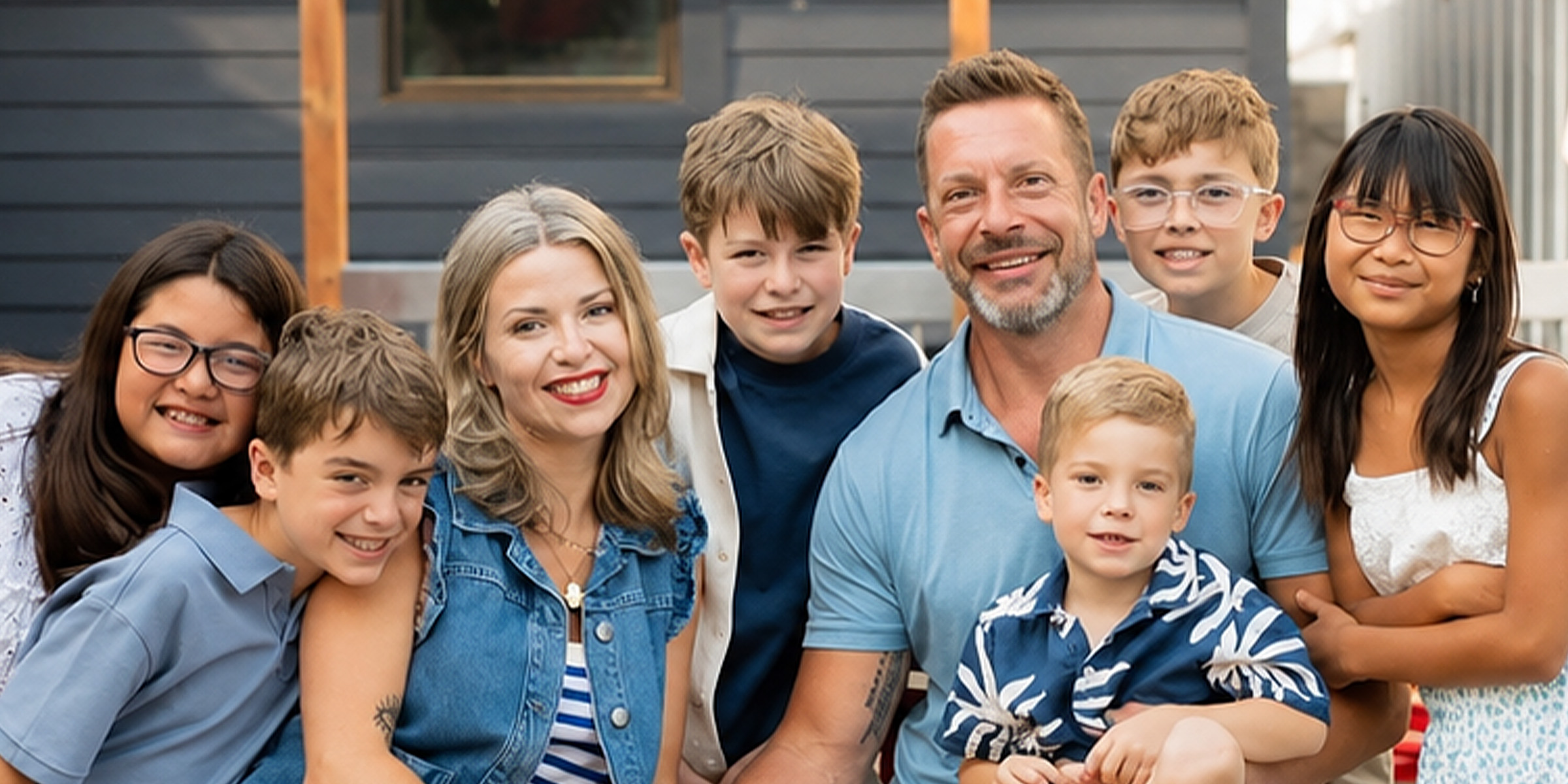 Amanda "Mandy" Karolkiewicz and Kristopher Karolkiewicz with their six kids. | Source: Facebook/therobbieharvey