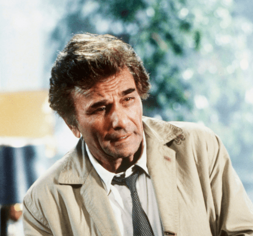 Peter Falk on an episode of "Columbo" - Columbo Goes to College in March 1990. | Source: Getty Images