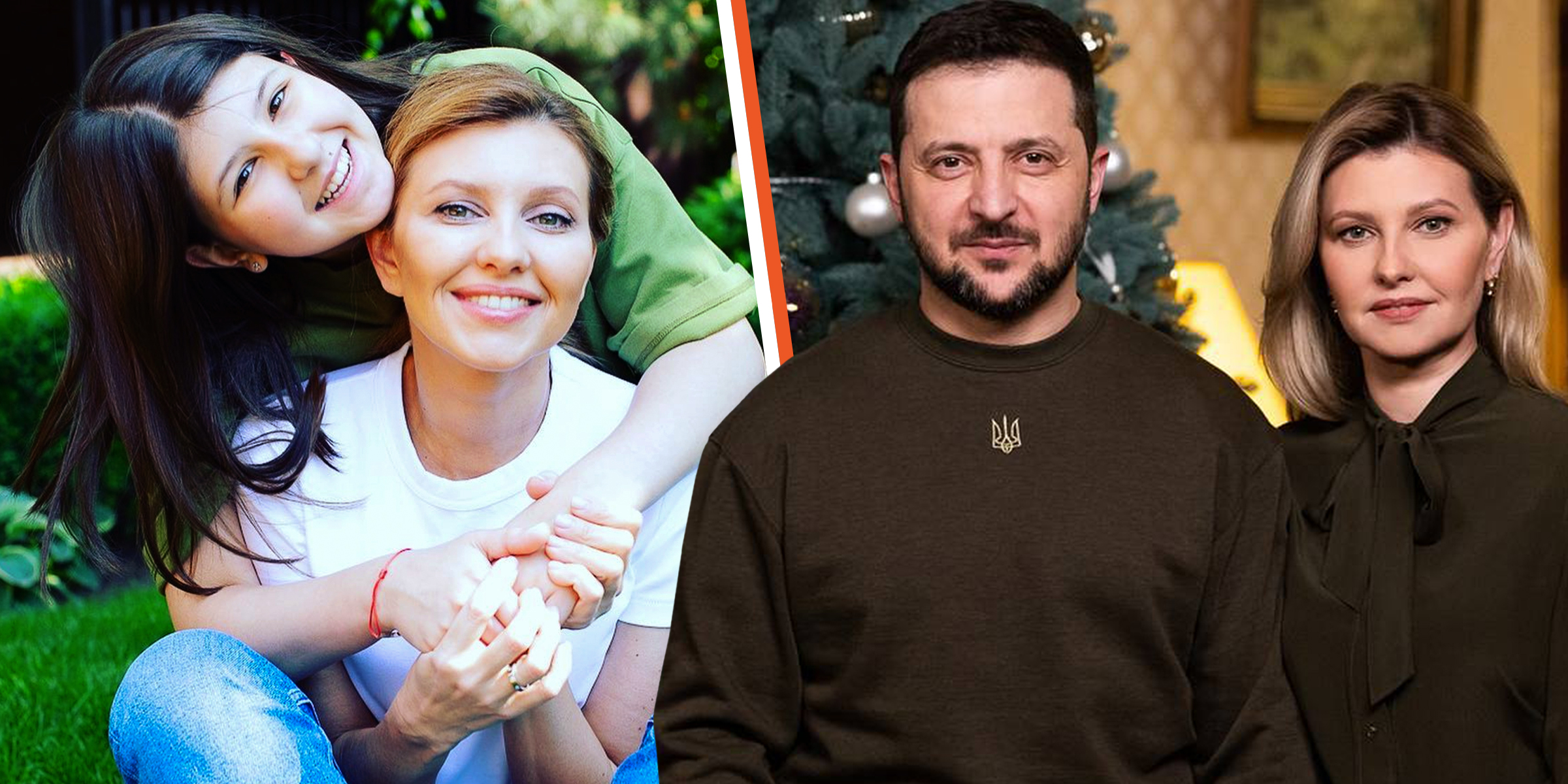 Oleksandra Zelenska with Olena Zelenska. | Volodymyr Zelensky and Olena Zelenska. | Source: Instagram/olenazelenska_official | Getty Images