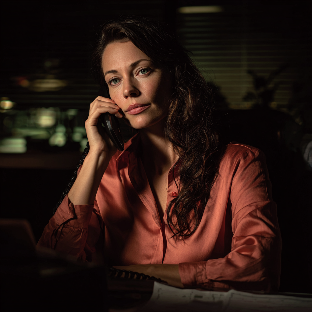 A woman talking on a phone | Source: Midjourney