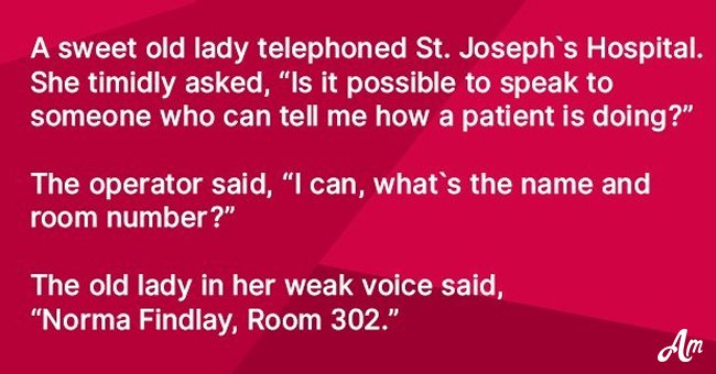 Elderly lady calls hospital to check on a patient