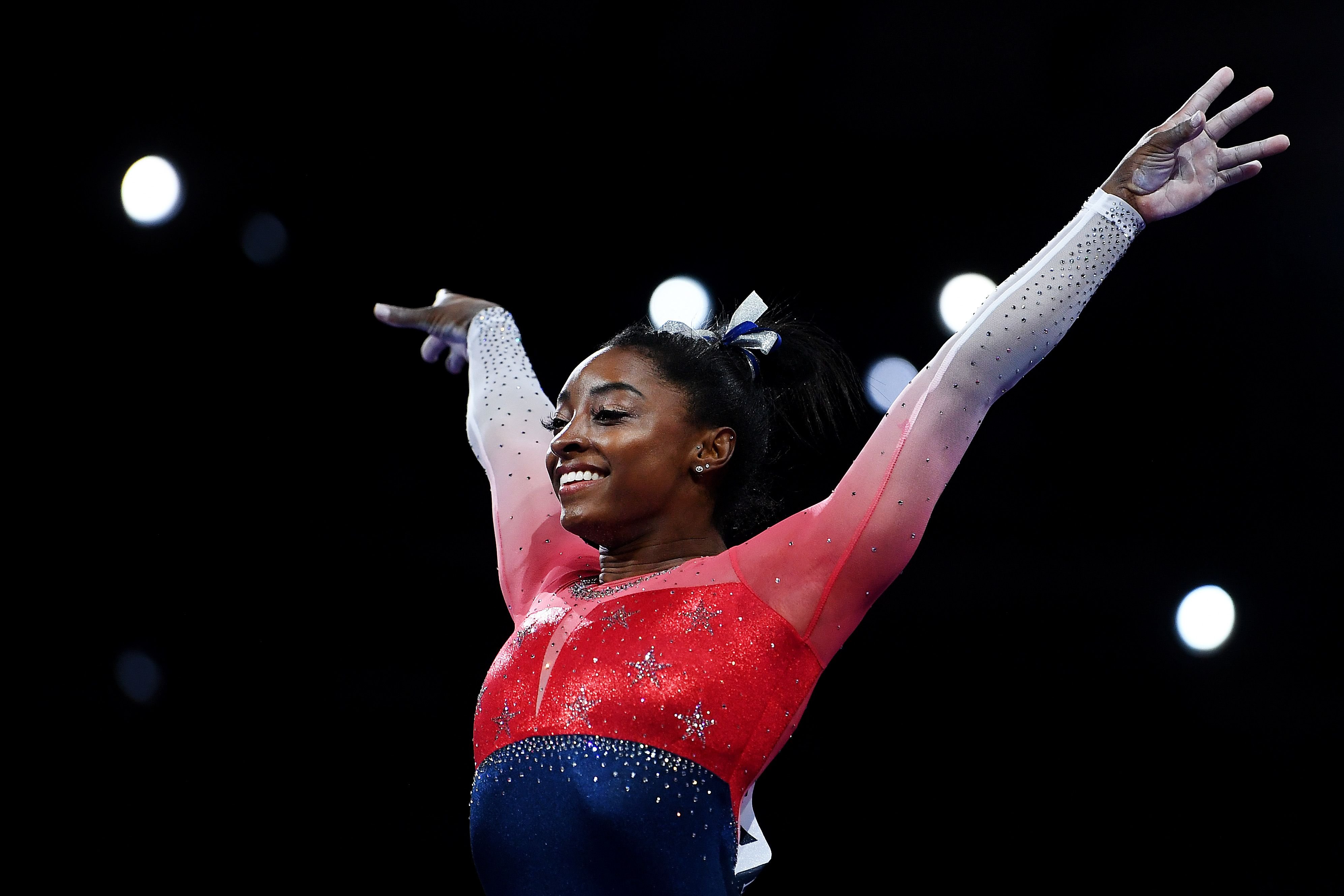 Simone Biles during the Women's Team Final on Day 5 of the FIG Artistic Gymnastics World Championships on October 08, 2019 in Stuttgart, Germany | Photo: Getty Images