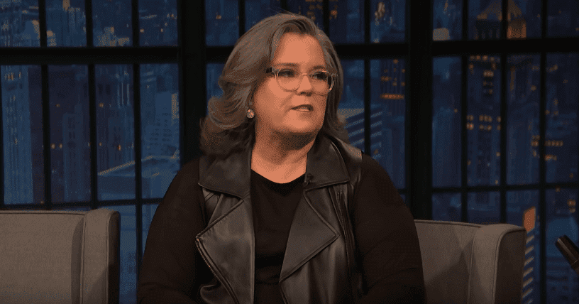 Rosie O'Donnell speaking to Seth Meyers about the experience of being a first-time grandmother during an episode of "Late Night Show with Seth Meyers." | Source: YouTube/Late Night with Seth Meyers