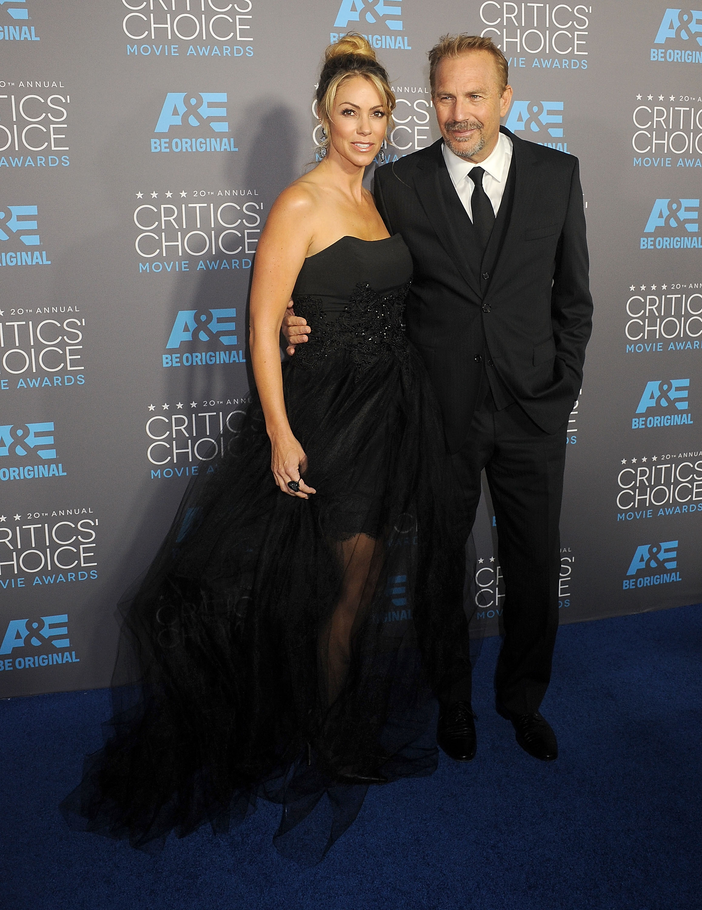 Kevin Costner and wife Christine Baumgartner arrive at the 20th Annual Critics' Choice Movie Awards at Hollywood Palladium on January 15, 2015, in Los Angeles, California. | Source: Getty Images