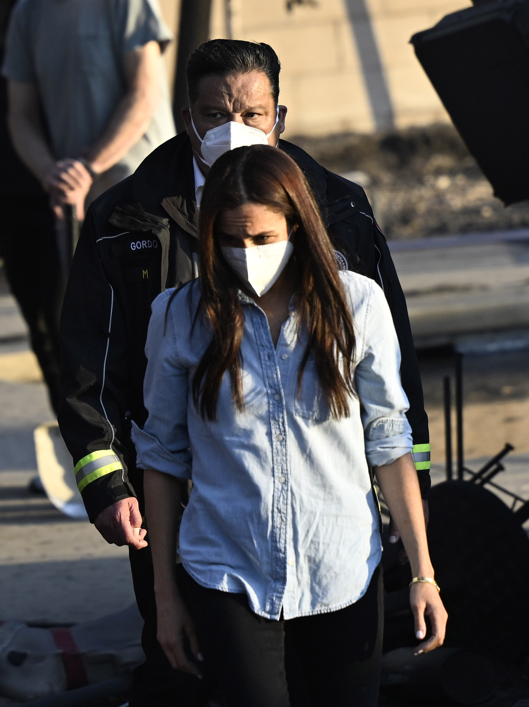 Meghan Markle with Pasadena Mayor Victor Gordo at a home that was destroyed during the Eaton Fire in Altadena, California on January 10, 2025. | Source: Getty Images