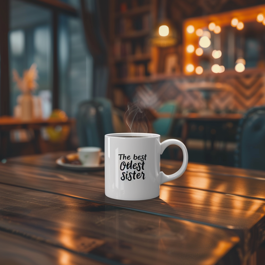 A coffee mug with the words "The best oldest sister" | Source: Midjourney