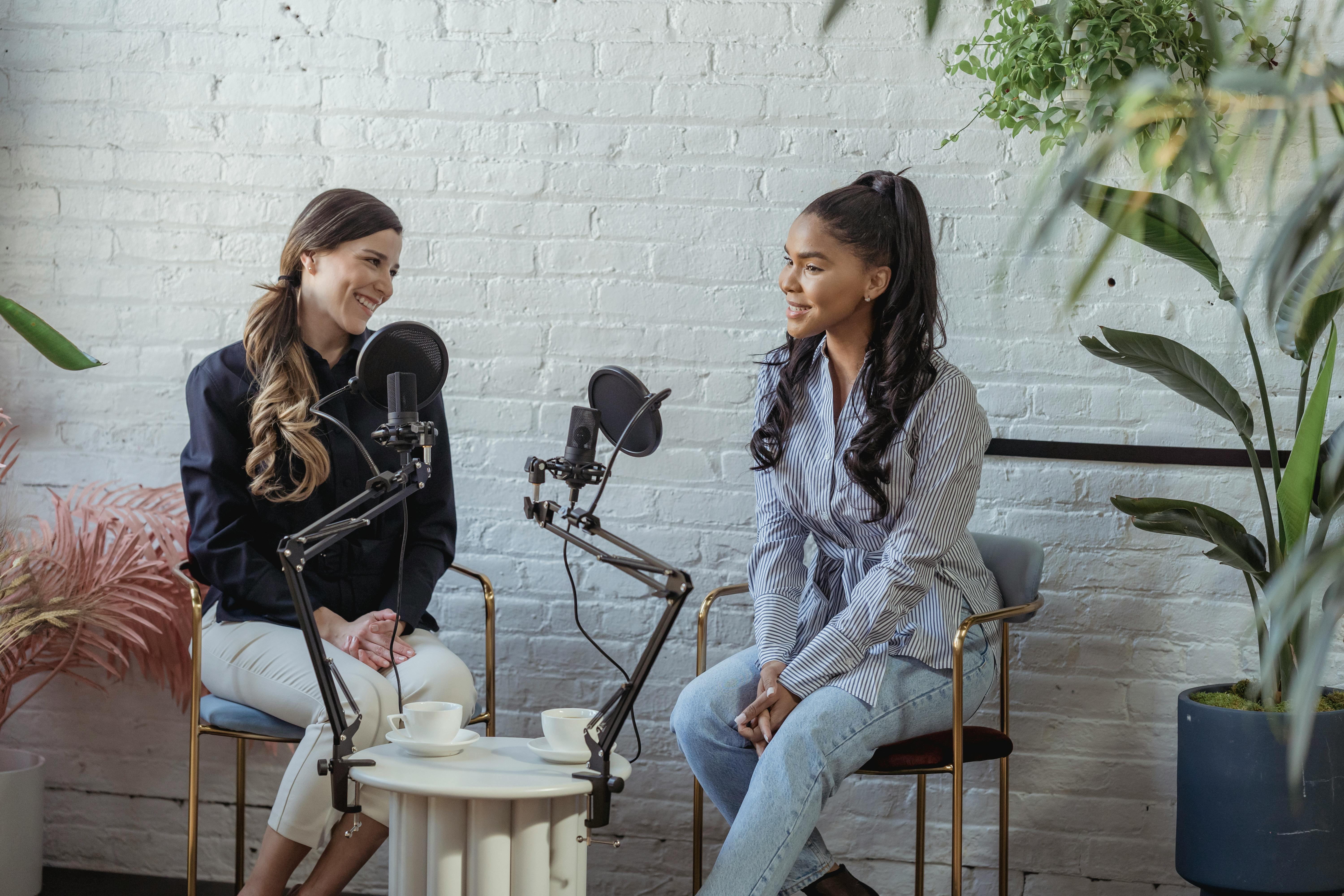 Two women recording a podcast | Source: Pexels