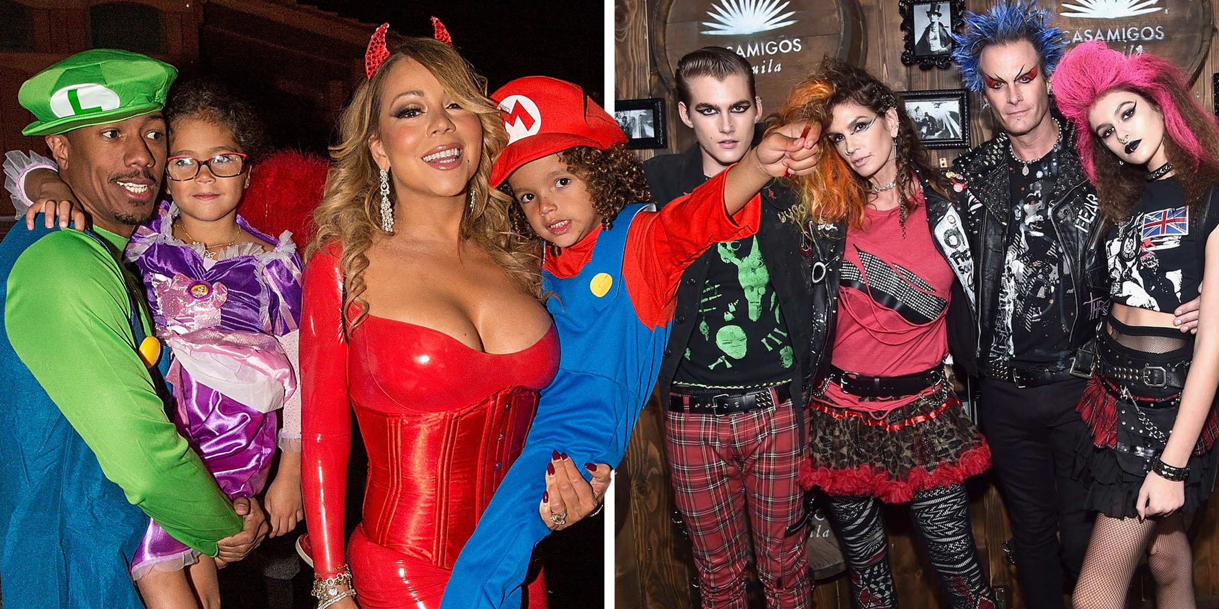 Nick Cannon and Mariah Carey with their children | Cindy Crawford and her family | Source: Getty Images | Instagram/cindycrawford