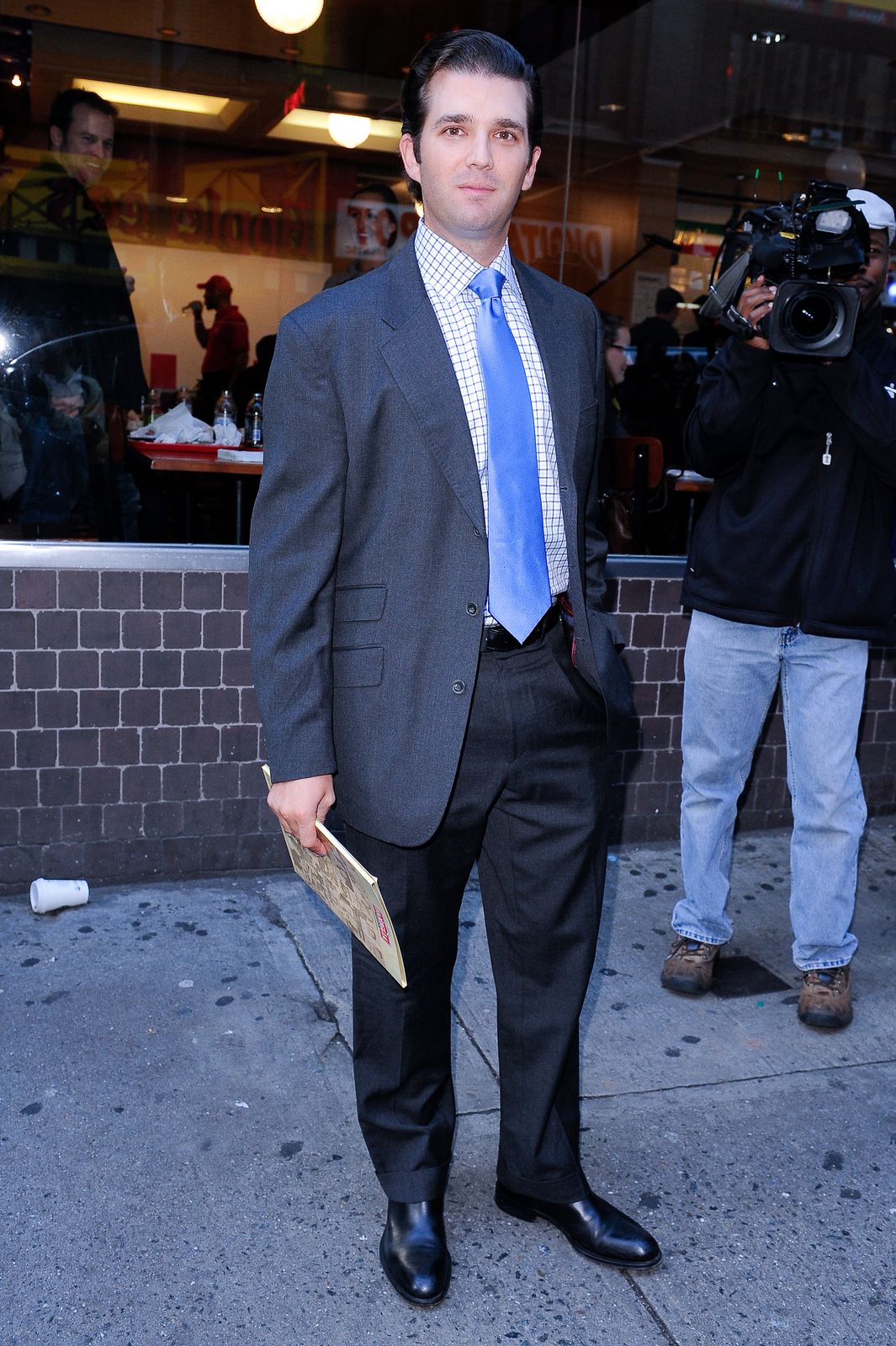 Donald Trump Jr. at the "Celebrity Apprentice" film set at Famiglia Restaurant on October 19, 2010, in New York City | Photo: Ray Tamarra/Getty Images