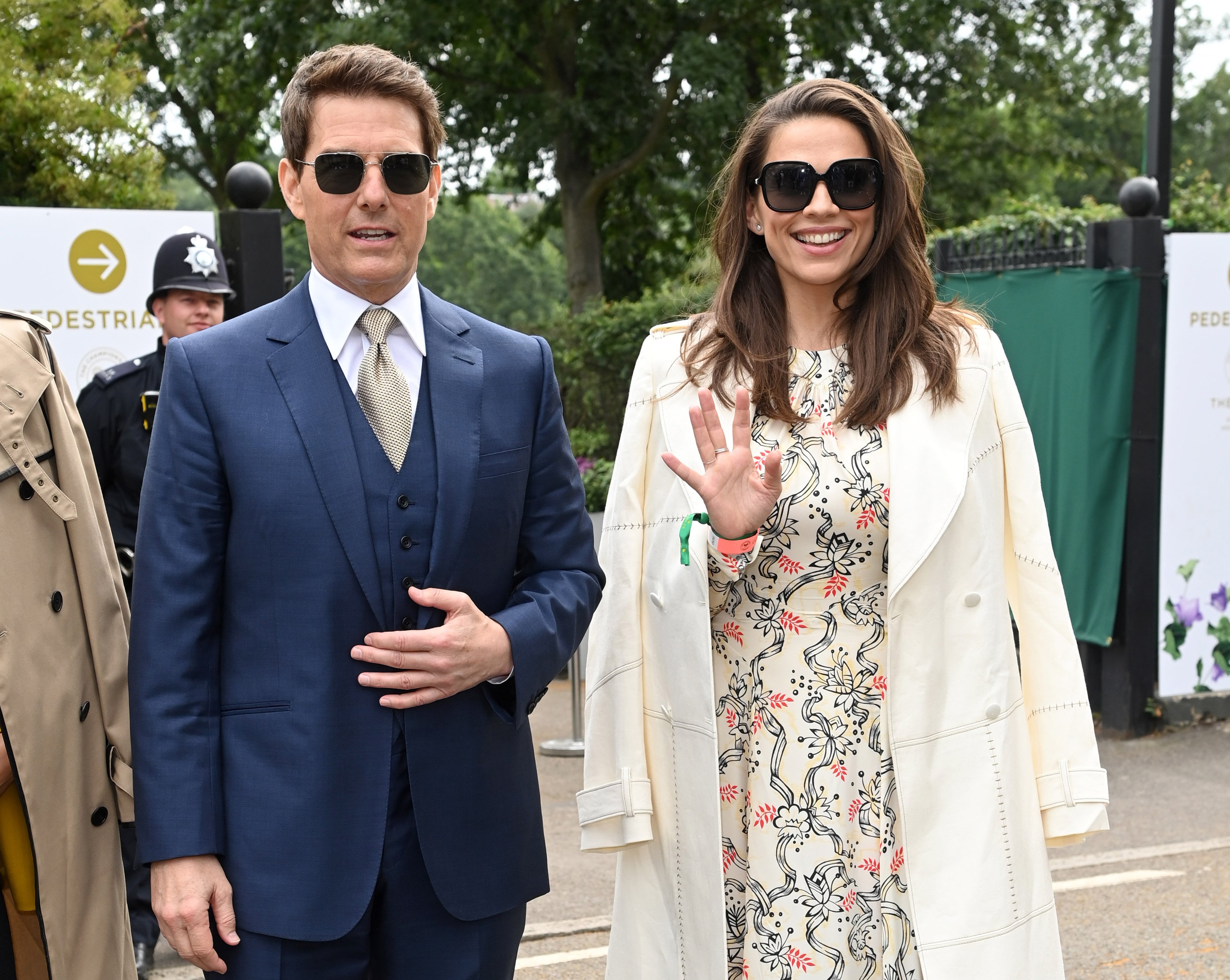 Tom Cruise and Hayley Atwell attend day 12 of the Wimbledon Tennis Championships at the All England Lawn Tennis and Croquet Club on July 10, 2021 in London, England. | Source: Getty Images