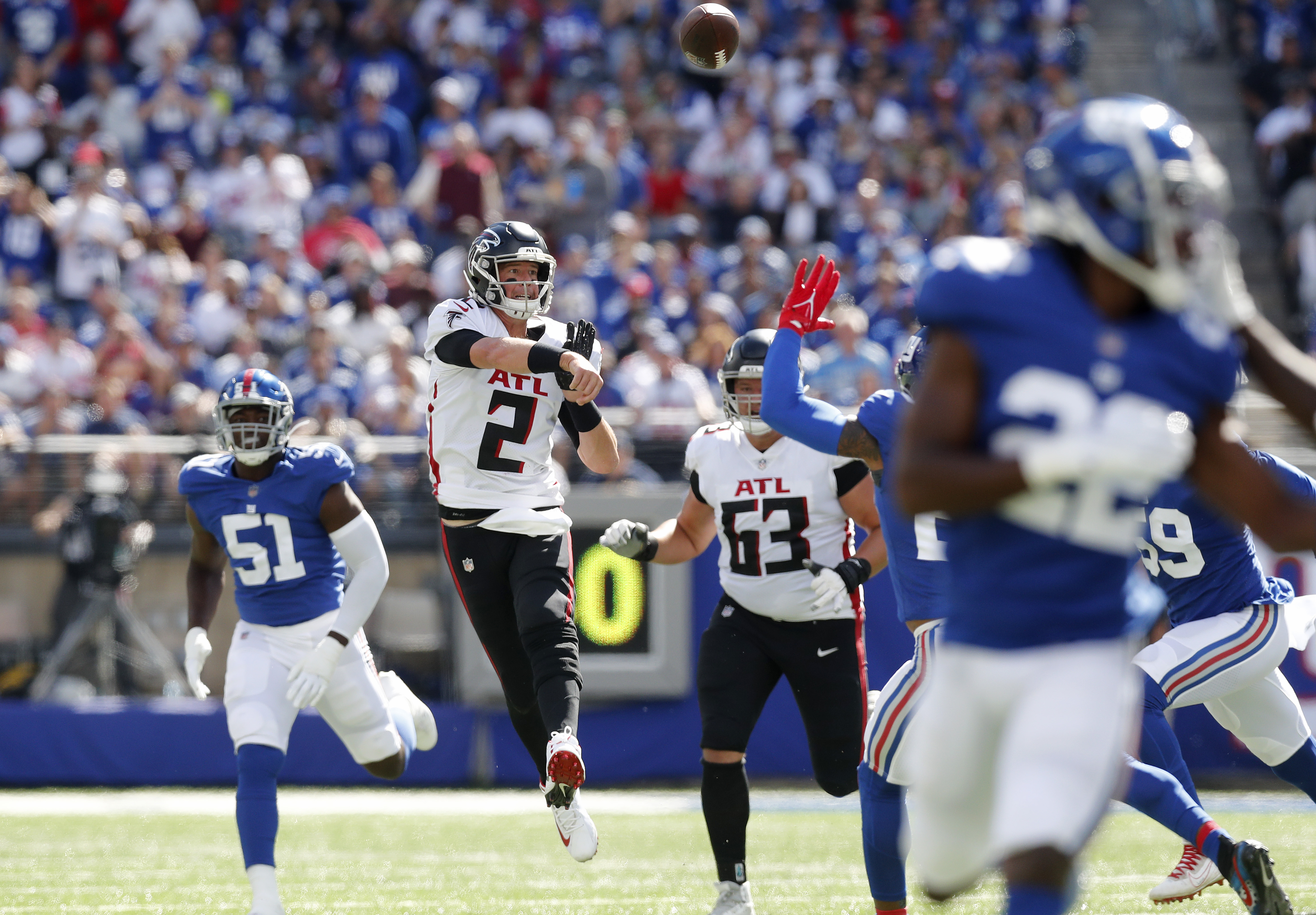 The Atlanta Falcons facing off against the New York Giants in East Rutherford, New Jersey on September 26, 2021 | Source: Getty Images