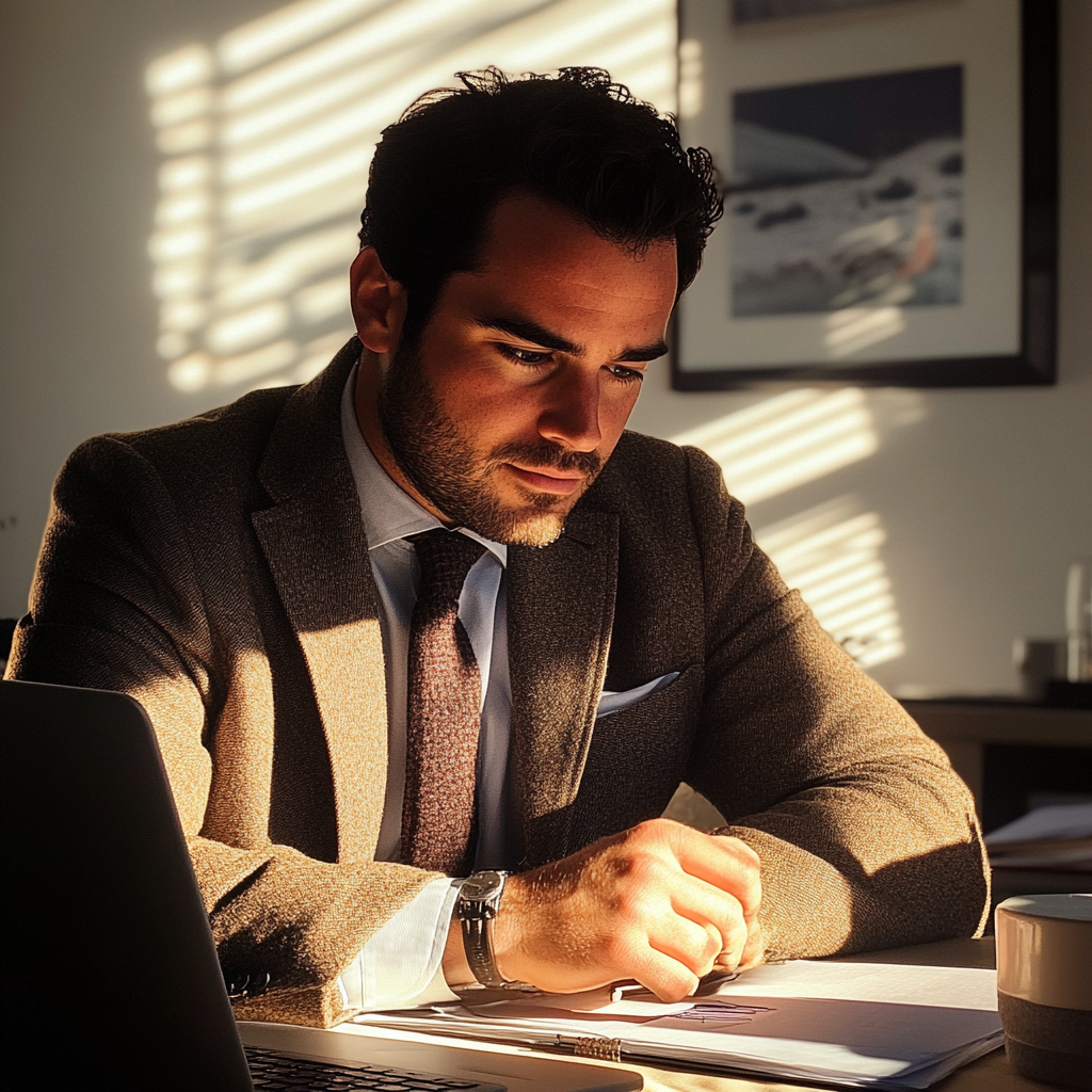 A man sitting at his desk | Source: Midjourney