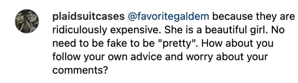 A comment on Alana "Honey Boo Boo" Thompson’s social media post. | Source: Instagram/honeybooboo