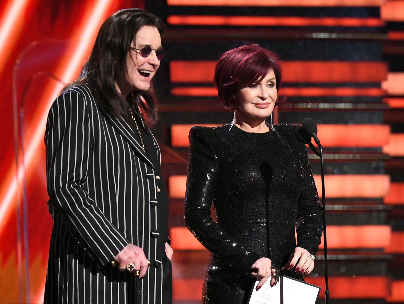Ozzy and Sharon Osbourne speak onstage during the 62nd Annual Grammy Awards on January 26, 2020, in Los Angeles, California | Photo: Jeff Kravitz/FilmMagic/Getty Images