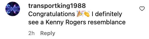 A comment left on an Instagram post about Kenny Rogers' sons graduating high school in 2023 | Source: instagram.com/_kennyrogers/