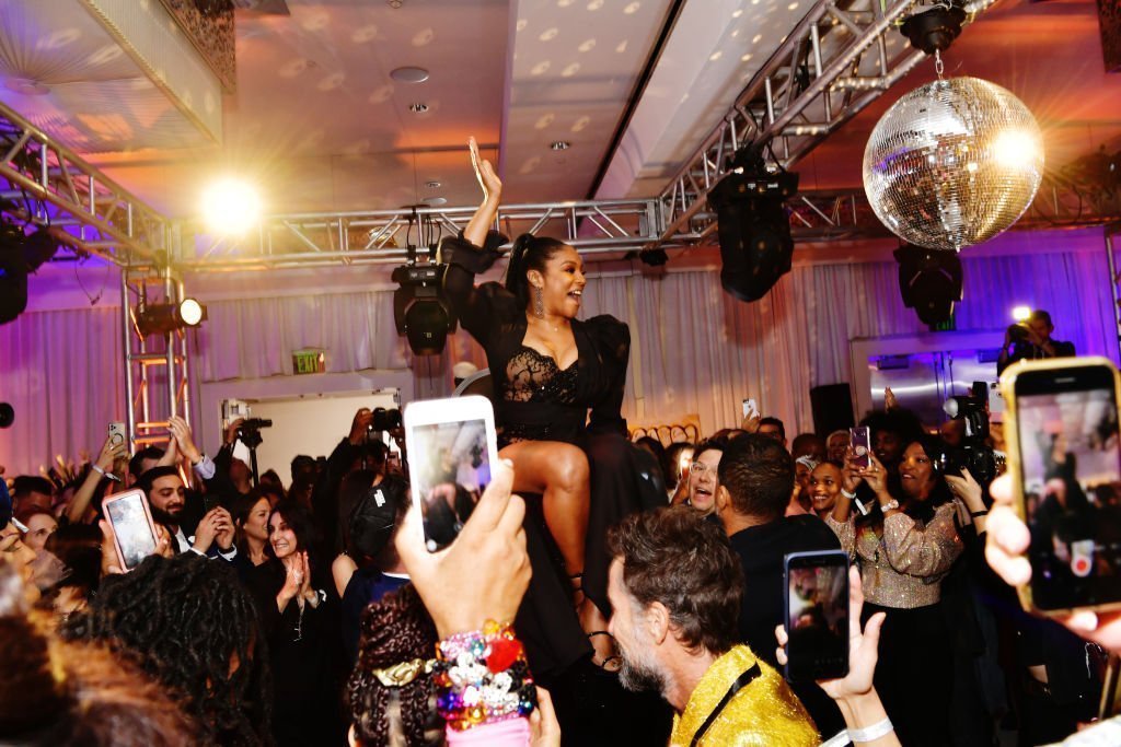 Tiffany Haddish is raised in the air during her "Black Mitzvah" on December 3, 2019. | Photo: Getty Images