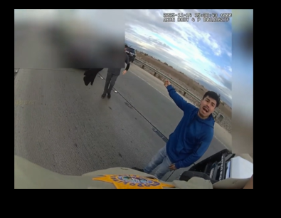 Valente Ayala pointing to Tyler John, as seen from a the bodycam footage dated November 22, 2025. | Source: Facebook Reel/Thisisbutter