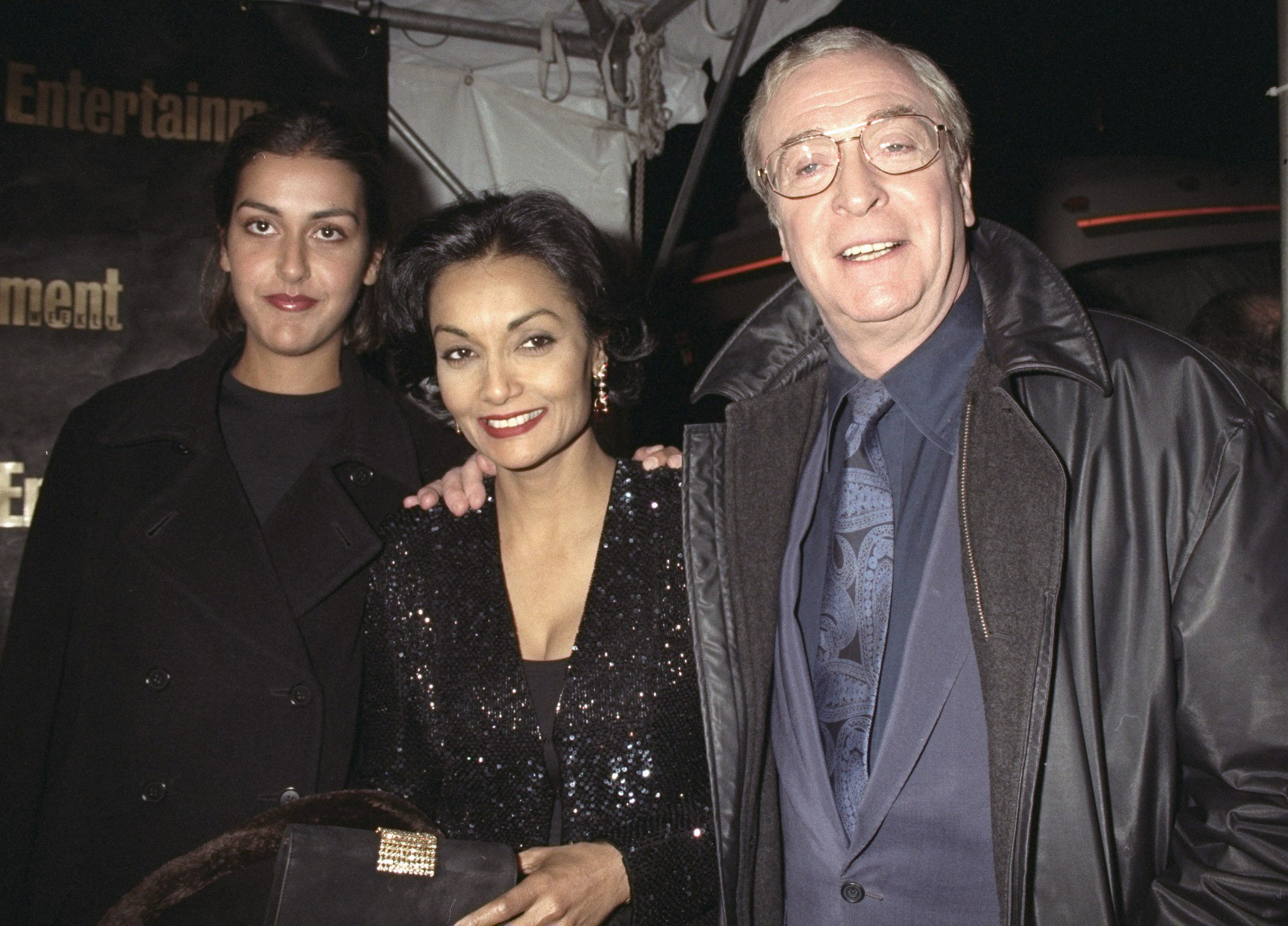 Michael Caine, with wife Shakira and daughter Natasha, attending Entertainment Weekly's Oscar party at Elaine's. | Source: Getty Images