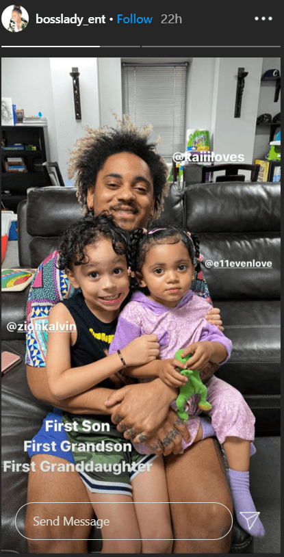 Snoop Dogg and Shante Broadus' son Corde holds his kids, Zion and Elleven. | Source: Instagram/bosslady_ent