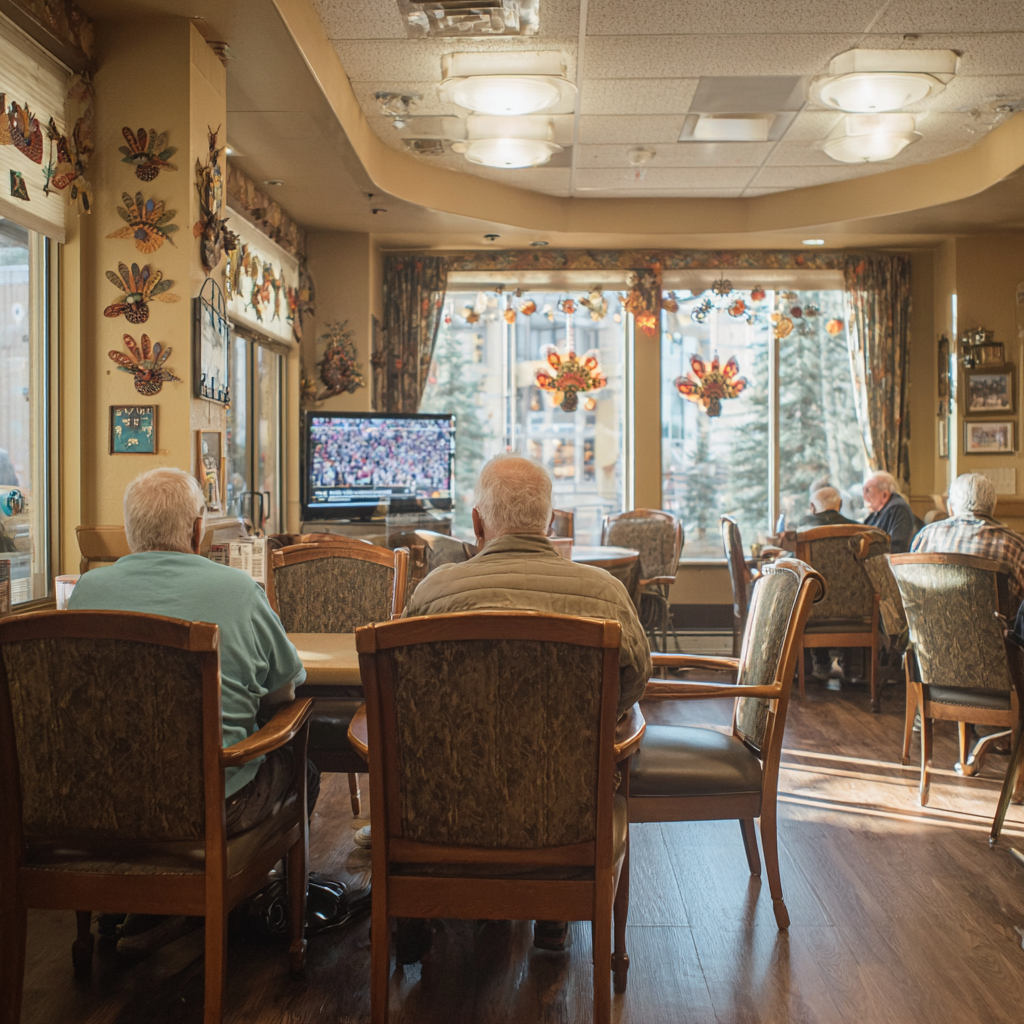 A care facility decorated for Thanksgiving | Source: Midjourney