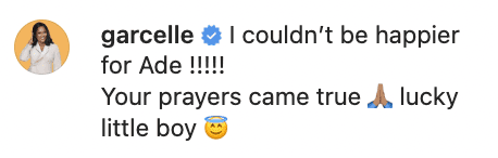 A comment congratulating the new parents | Source: Instagram/Adrienne Eliza Houghton